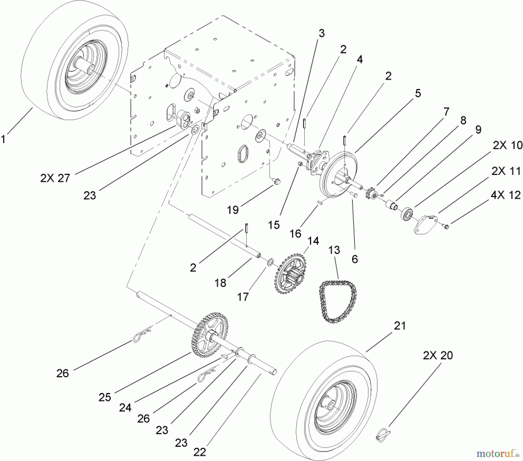  Toro Neu Snow Blowers/Snow Throwers Seite 2 38621 (826 LE) - Toro Power Max 826 LE Snowthrower, 2004 (240000001-240999999) CHAIN DRIVE ASSEMBLY