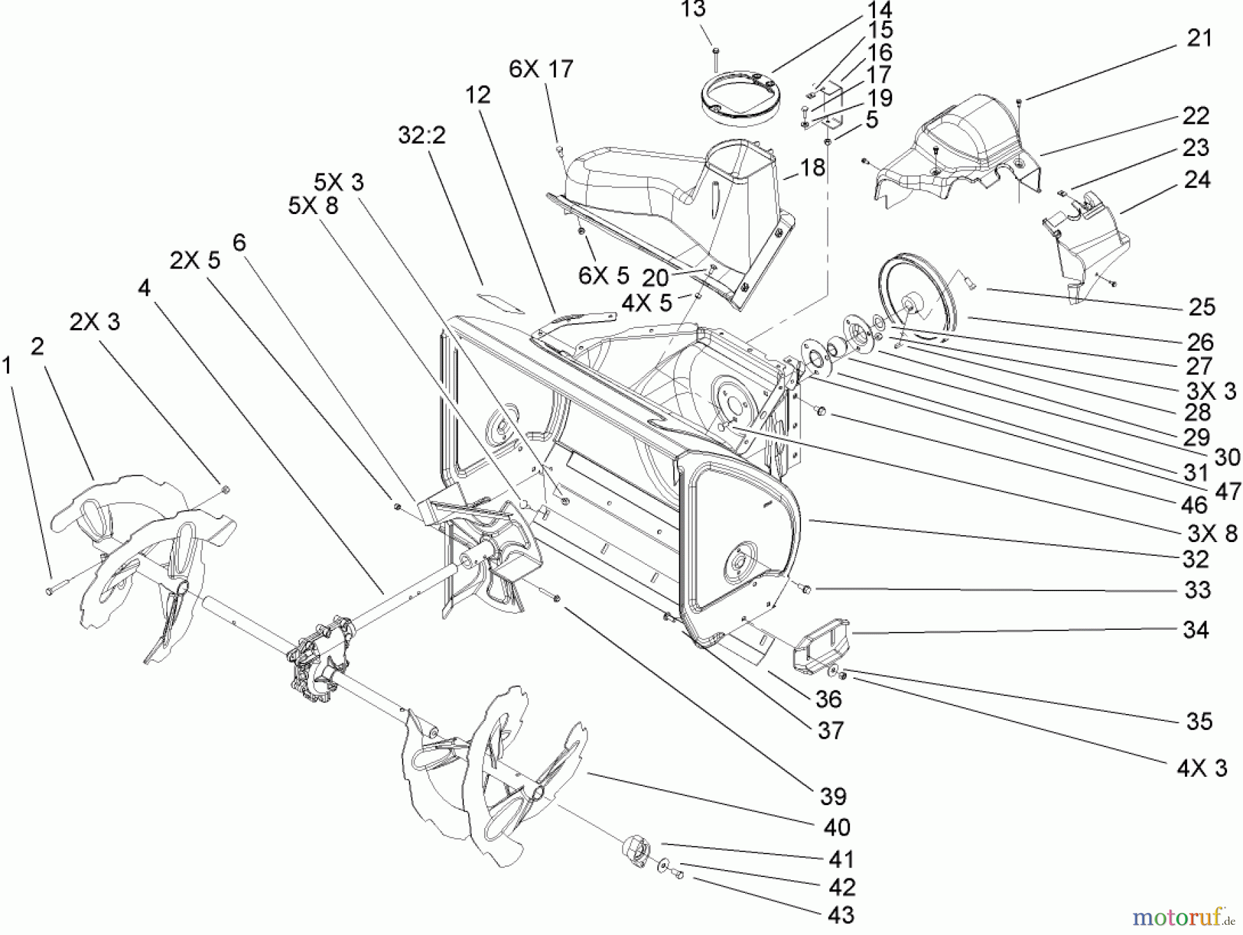 Toro Neu Snow Blowers/Snow Throwers Seite 2 38621 (826 LE) - Toro Power Max 826 LE Snowthrower, 2005 (250000001-250999999) AUGER AND HOUSING ASSEMBLY