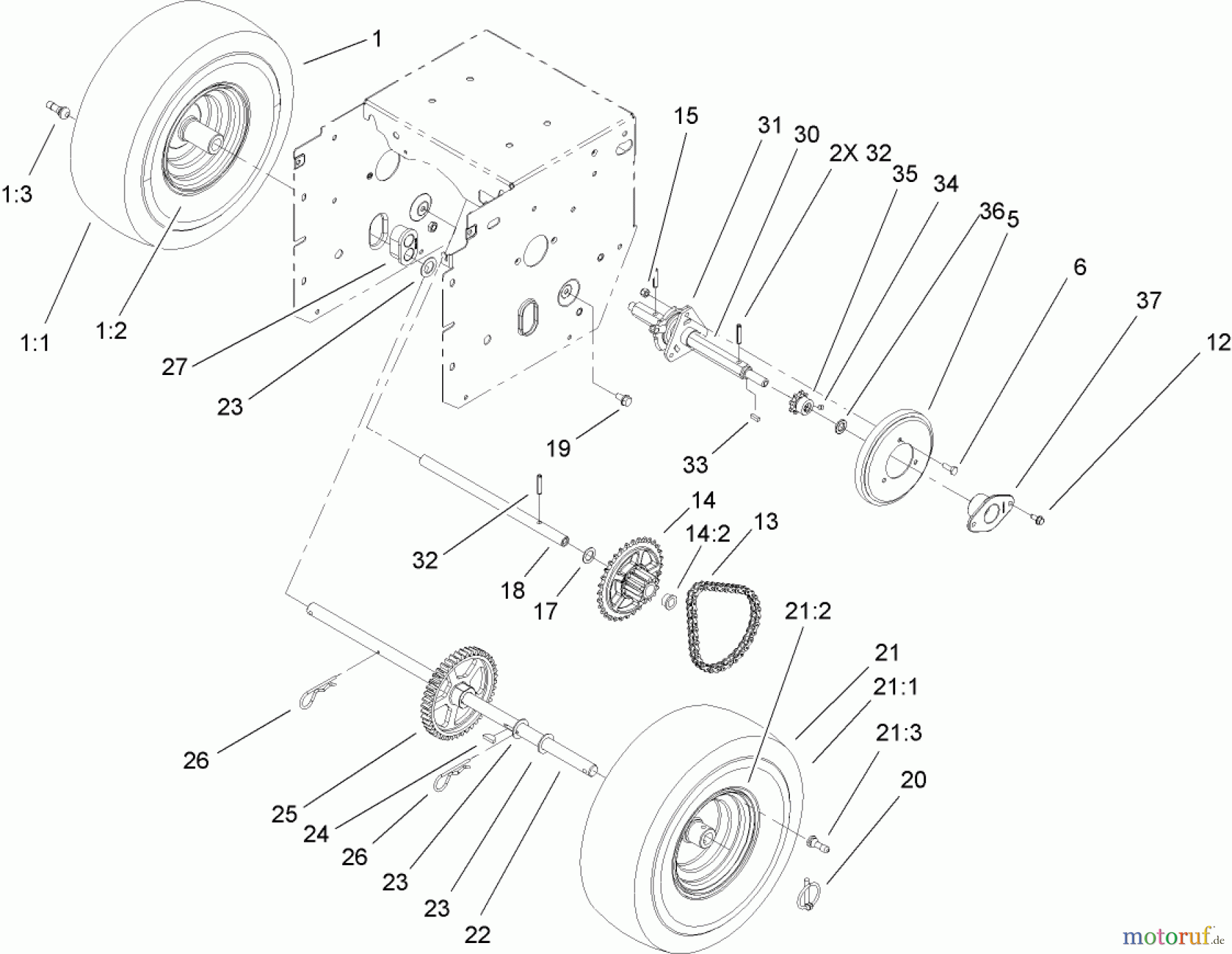  Toro Neu Snow Blowers/Snow Throwers Seite 2 38622 (826 LE) - Toro Power Max 826 LE Snowthrower, 2006 (260000001-260999999) CHAIN DRIVE ASSEMBLY