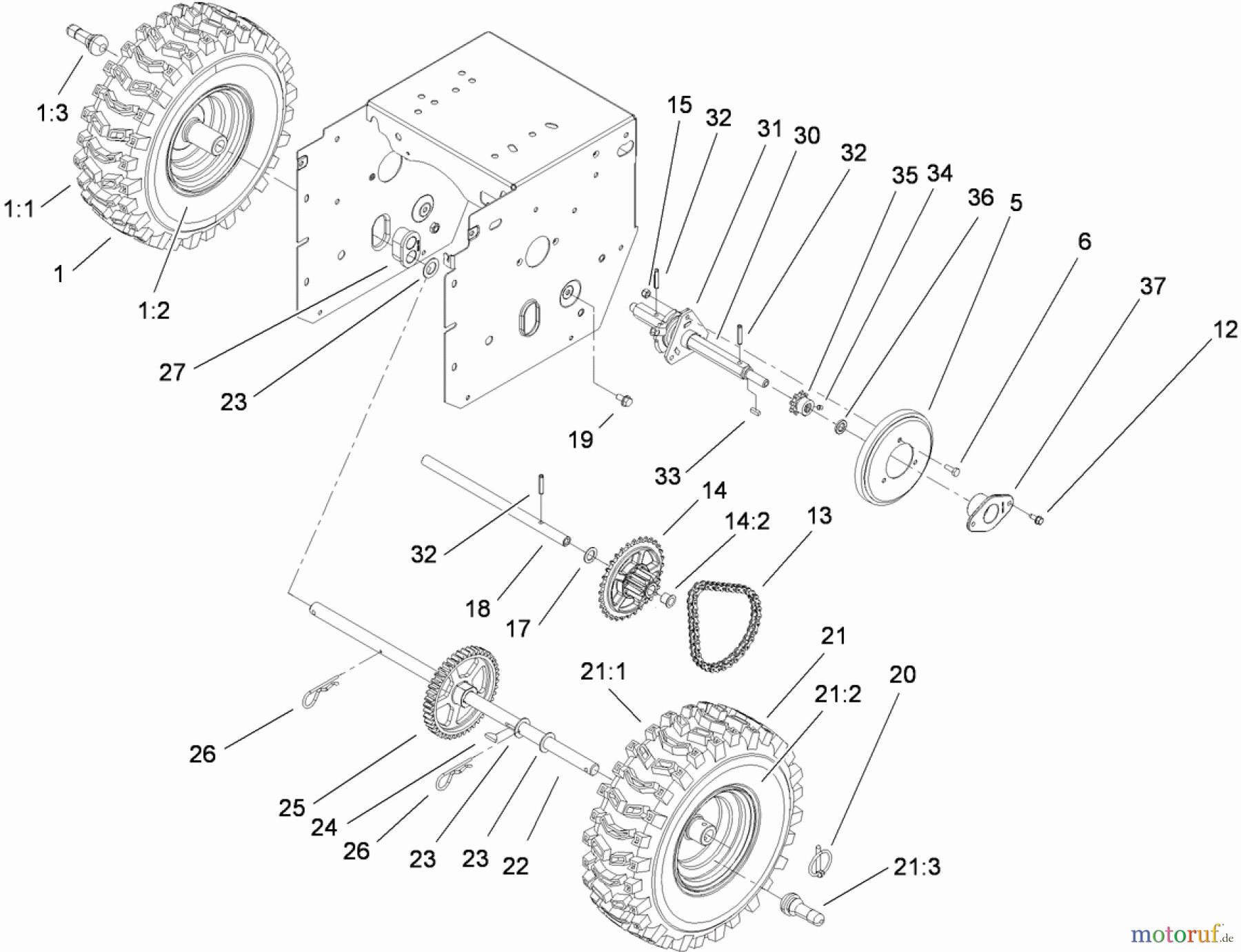  Toro Neu Snow Blowers/Snow Throwers Seite 2 38624 (826 OE) - Toro Power Max 826 OE Snowthrower, 2010 (310000001-310999999) CHAIN DRIVE ASSEMBLY