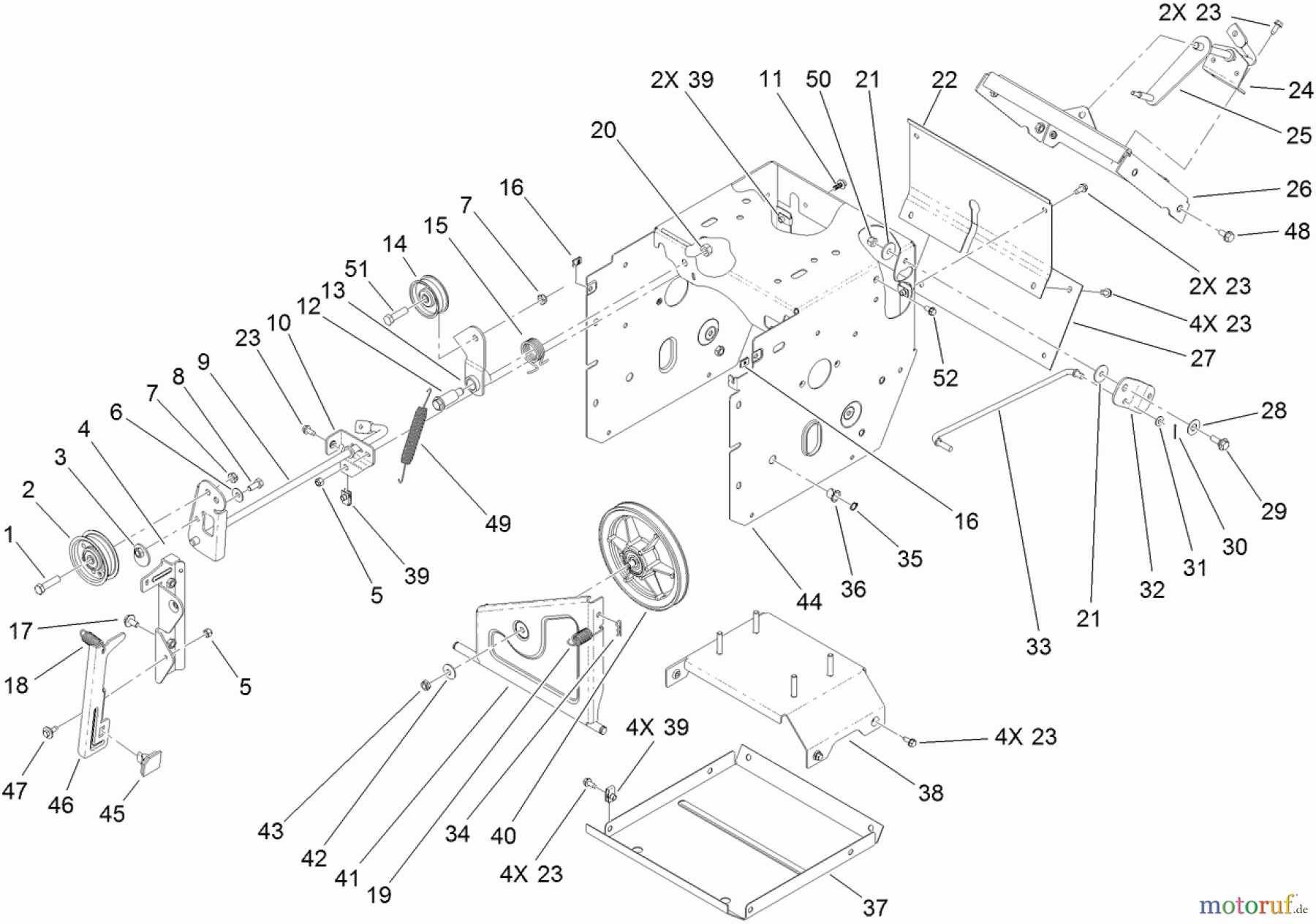  Toro Neu Snow Blowers/Snow Throwers Seite 2 38624W (826 OXE) - Toro Power Max 826 OXE Snowthrower, 2012 (SN 312008459-312999999) FRAME ASSEMBLY