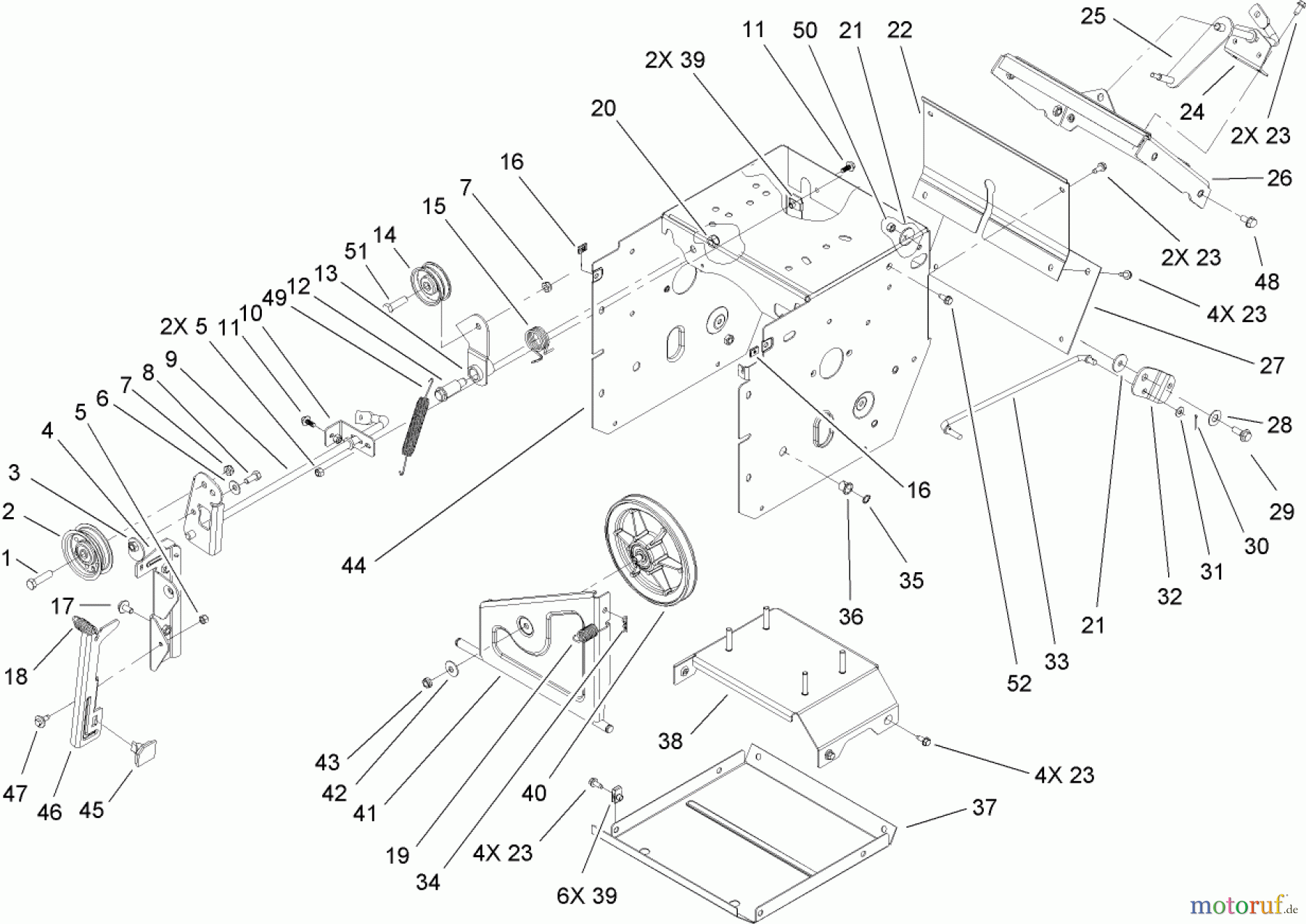  Toro Neu Snow Blowers/Snow Throwers Seite 2 38629 (826 OE) - Toro Power Max 826 OE Snowthrower, 2009 (290000001-290999999) FRAME ASSEMBLY