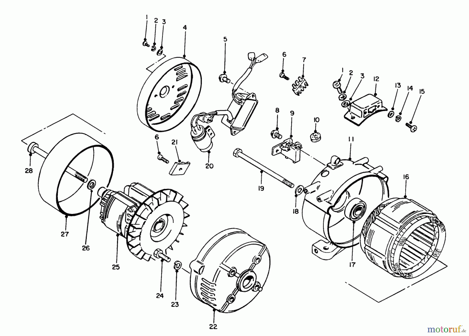 Toro Neu Generators 62012 (T1200) - Toro Generator, T1200, 1985 (5000001-5999999) GENERATOR ASSEMBLY
