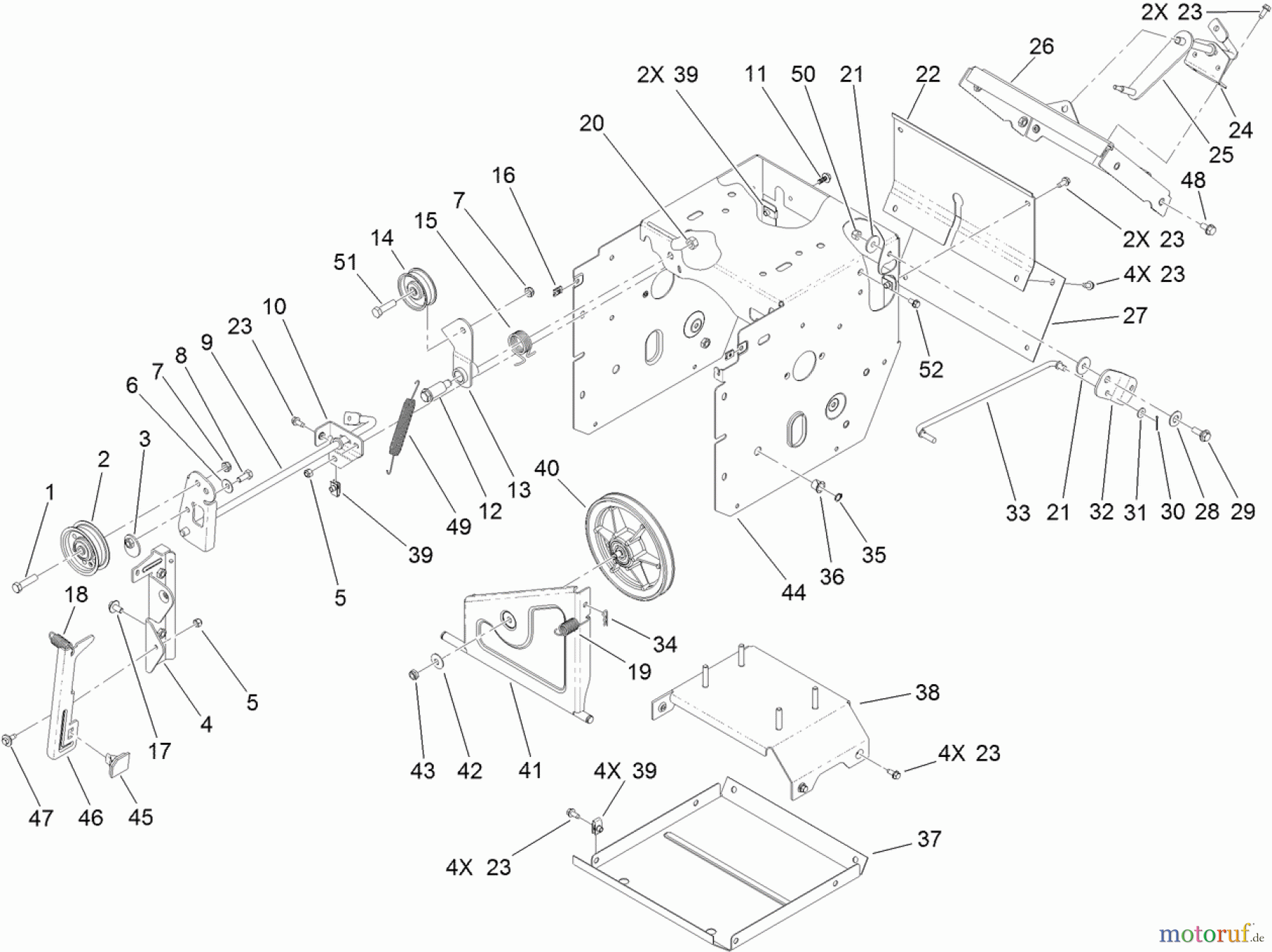  Toro Neu Snow Blowers/Snow Throwers Seite 2 38629 (826 OE) - Toro Power Max 826 OE Snowthrower, 2013 (SN 313000001-313999999) FRAME ASSEMBLY