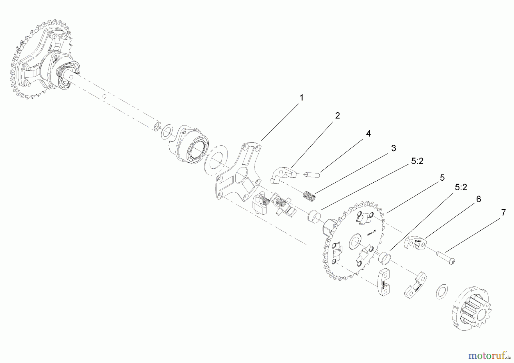  Toro Neu Snow Blowers/Snow Throwers Seite 2 38630 (828 LXE) - Toro Power Max 828 LXE Snowthrower, 2005 (250000001-250010000) WHEEL CLUTCH SPROCKET ASSEMBLY