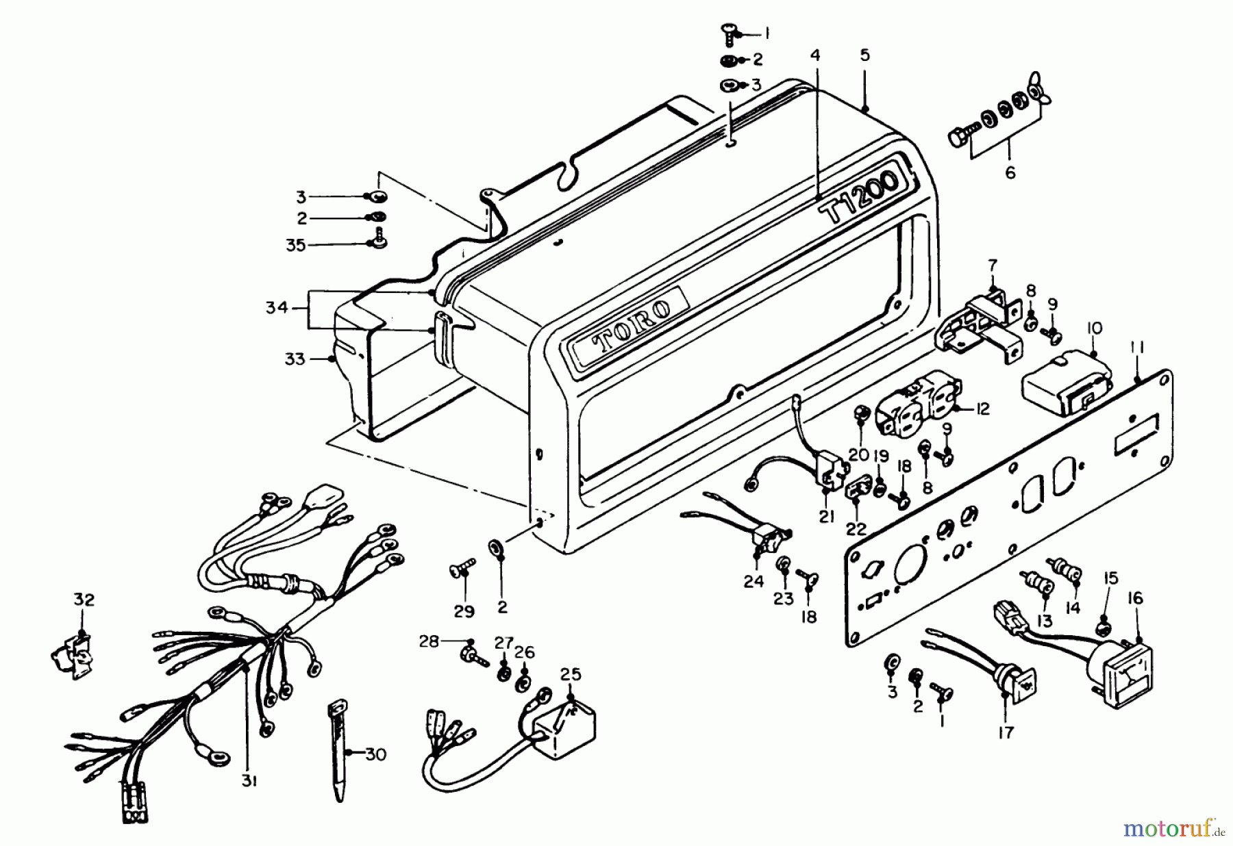 Toro Neu Generators 62012 (T1200) - Toro Generator, T1200, 1988 (8000001-8999999) CONTROL PANEL ASSEMBLY
