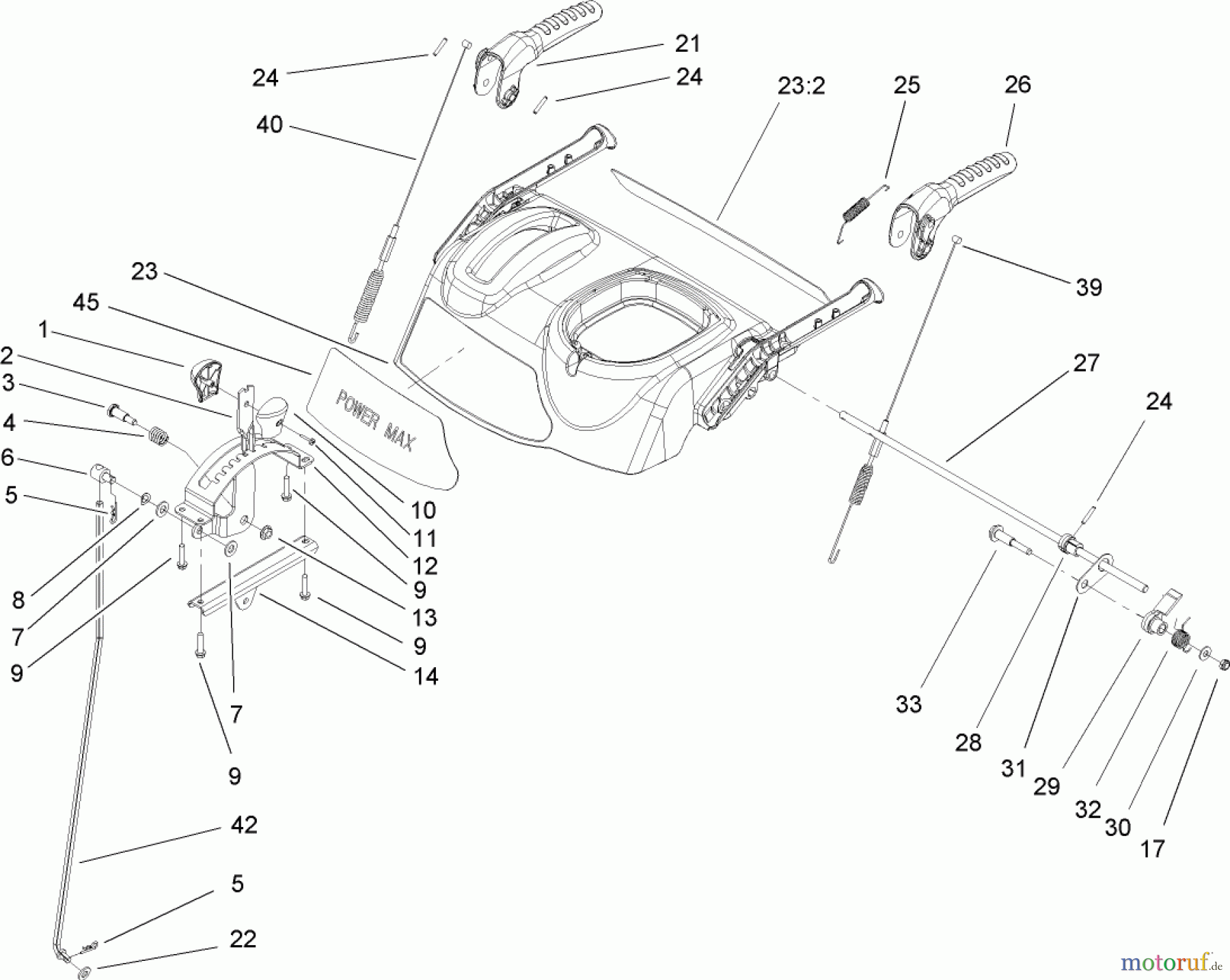 Toro Neu Snow Blowers/Snow Throwers Seite 2 38635 (828 LE) - Toro Power Max 828 LE Snowthrower, 2004 (240000001-240999999) HANDLE AND CONTROL ASSEMBLY