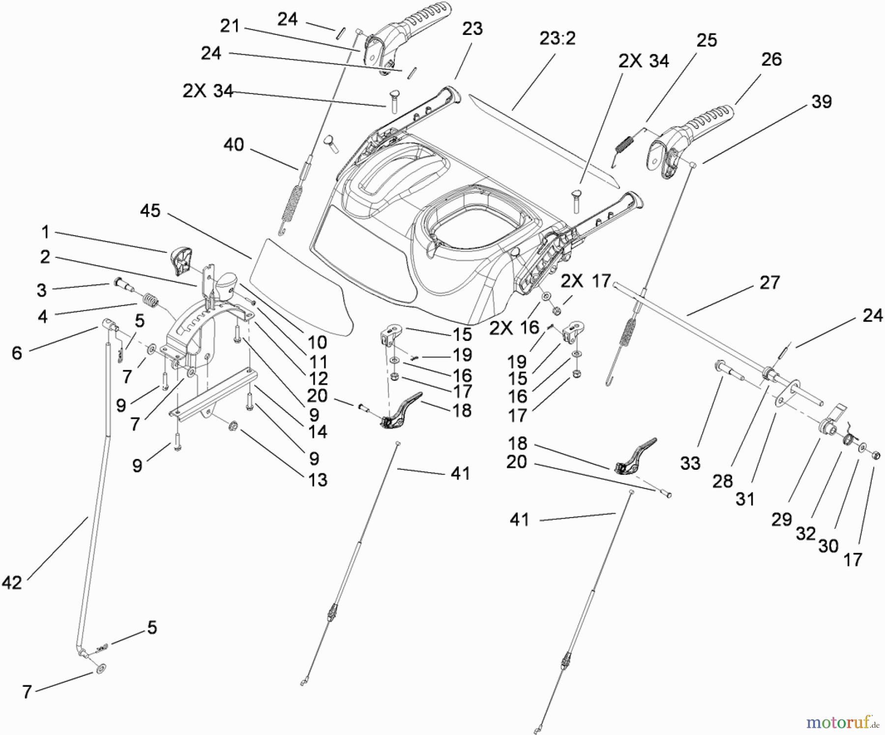 Toro Neu Snow Blowers/Snow Throwers Seite 2 38637C (828 OXE) - Toro Power Max 828 OXE Snowthrower, 2009 (290000001-290999999) HANDLE ASSEMBLY