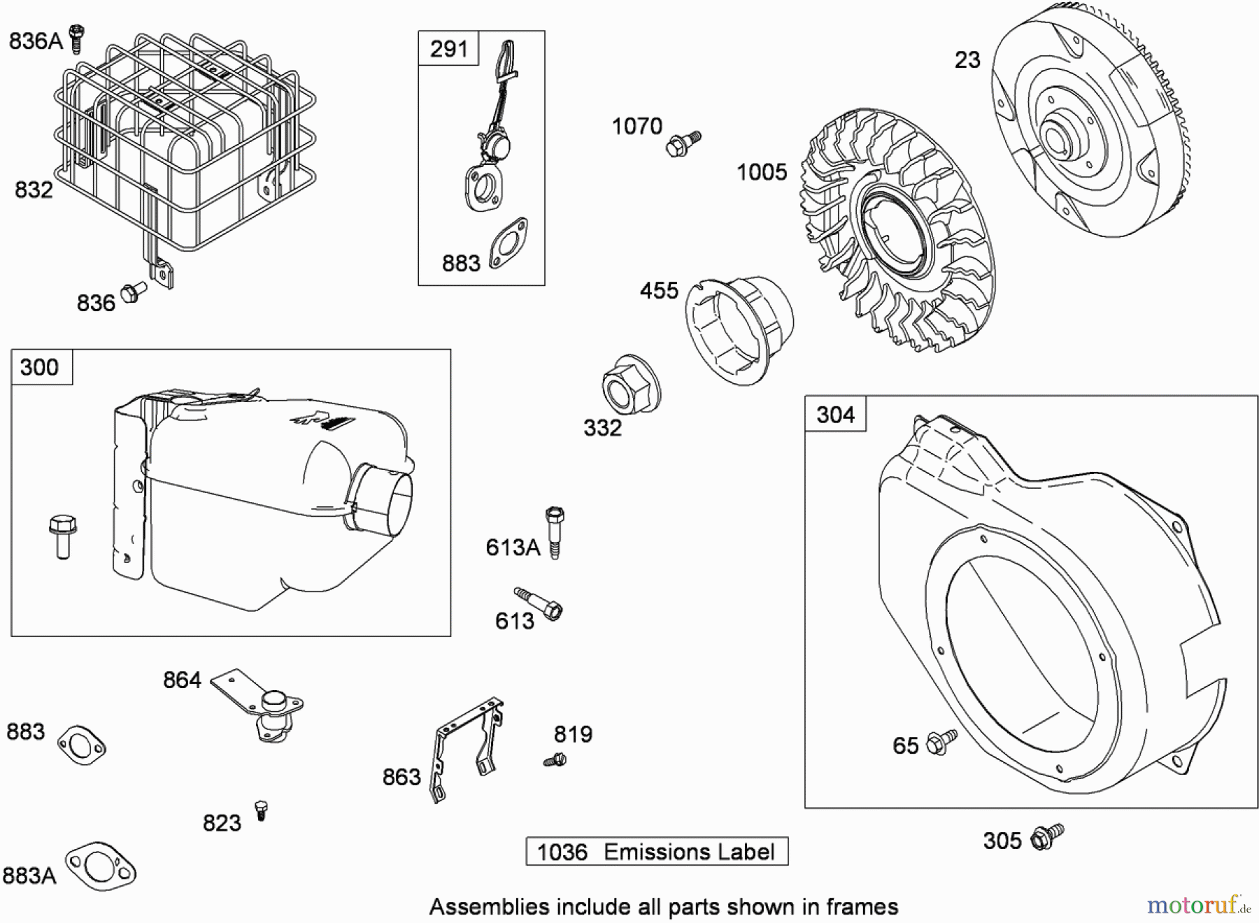 Toro Neu Snow Blowers/Snow Throwers Seite 2 38637C (828 OXE) - Toro Power Max 828 OXE Snowthrower, 2009 (290000001-290999999) MUFFLER, BLOWER HOUSING AND FLYWHEEL ASSEMBLY BRIGGS AND STRATTON 15D104-0113-E8