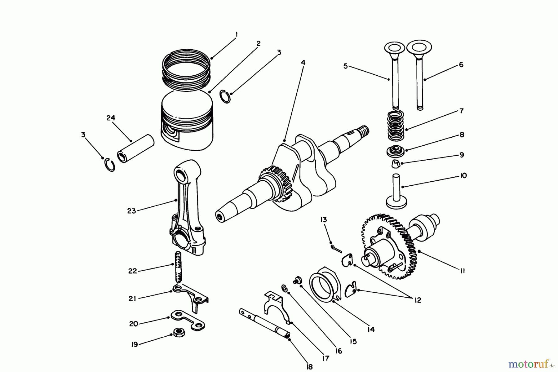 Toro Neu Generators 62018 (T1800) - Toro Generator, T1800, 1985 (5000001-5999999) CRANKCASE & CAM SHAFT ASSEMBLY