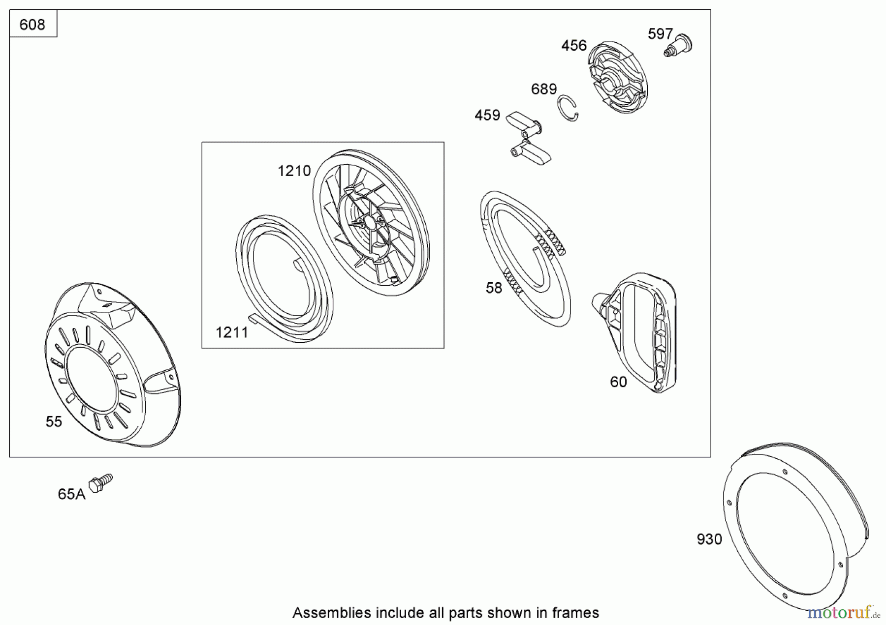 Toro Neu Snow Blowers/Snow Throwers Seite 2 38639C (828 OE) - Toro Power Max 828 OE Snowthrower, 2008 (280000001-280999999) REWIND STARTER ASSEMBLY BRIGGS AND STRATTON 15D104-0112-E1