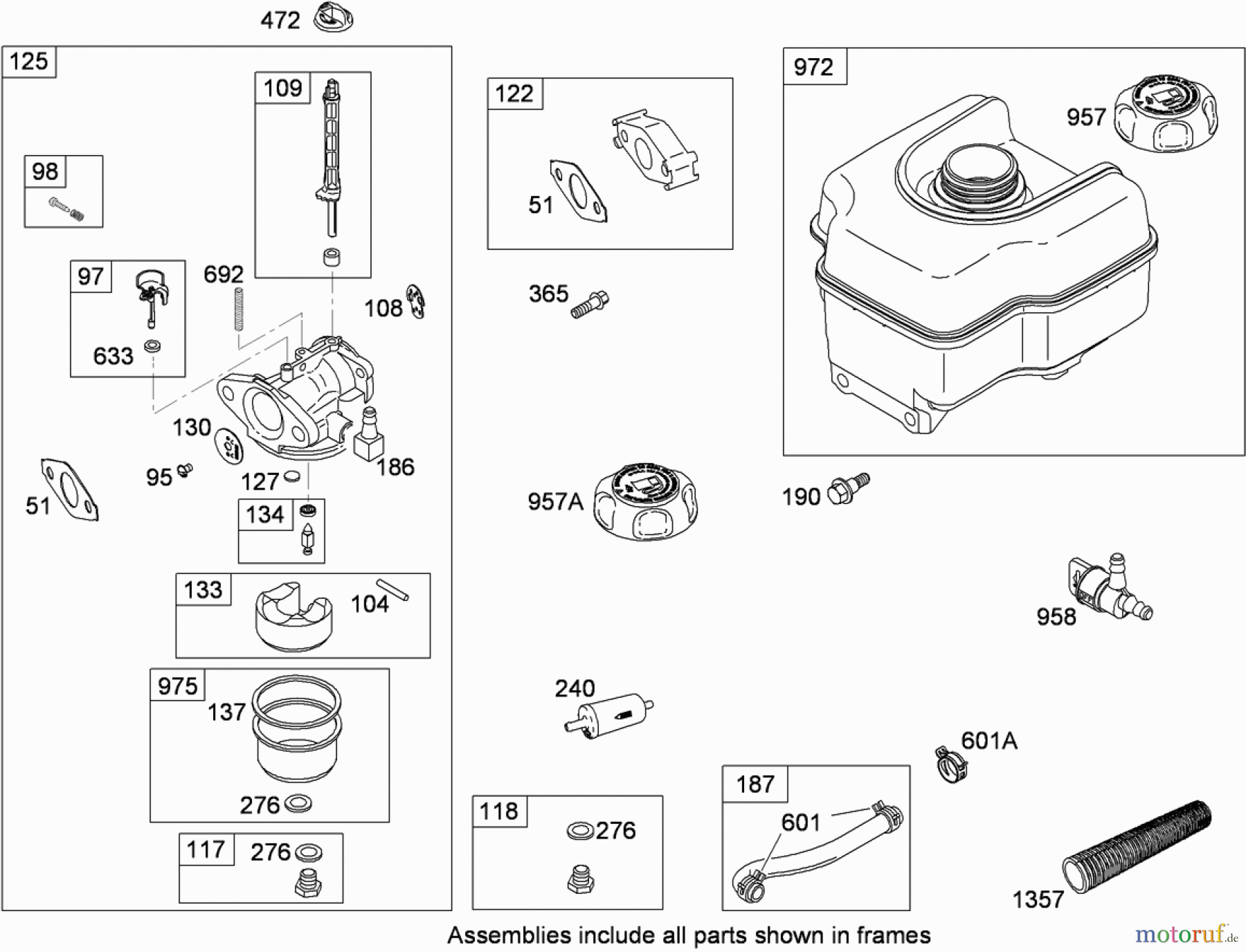Toro Neu Snow Blowers/Snow Throwers Seite 2 38639C (828 OE) - Toro Power Max 828 OE Snowthrower, 2009 (290000001-290999999) CARBURETOR AND FUEL TANK ASSEMBLY BRIGGS AND STRATTON 15D104-0113-E8