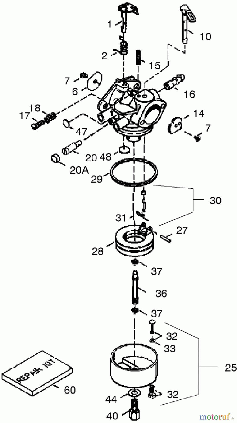 Toro Neu Snow Blowers/Snow Throwers Seite 2 38641 (1028 LXE) - Toro Power Max 1028 LXE Snowthrower, 2005 (250000001-250999999) CARBURETOR PART NO. 640054