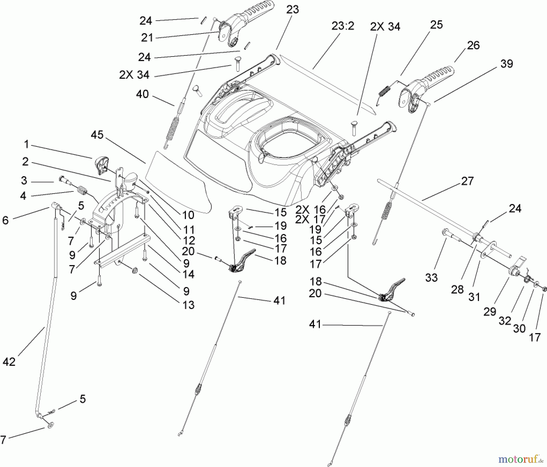 Toro Neu Snow Blowers/Snow Throwers Seite 2 38641 (1028 LXE) - Toro Power Max 1028 LXE Snowthrower, 2007 (270000001-270999999) HANDLE AND CONTROL ASSEMBLY #2