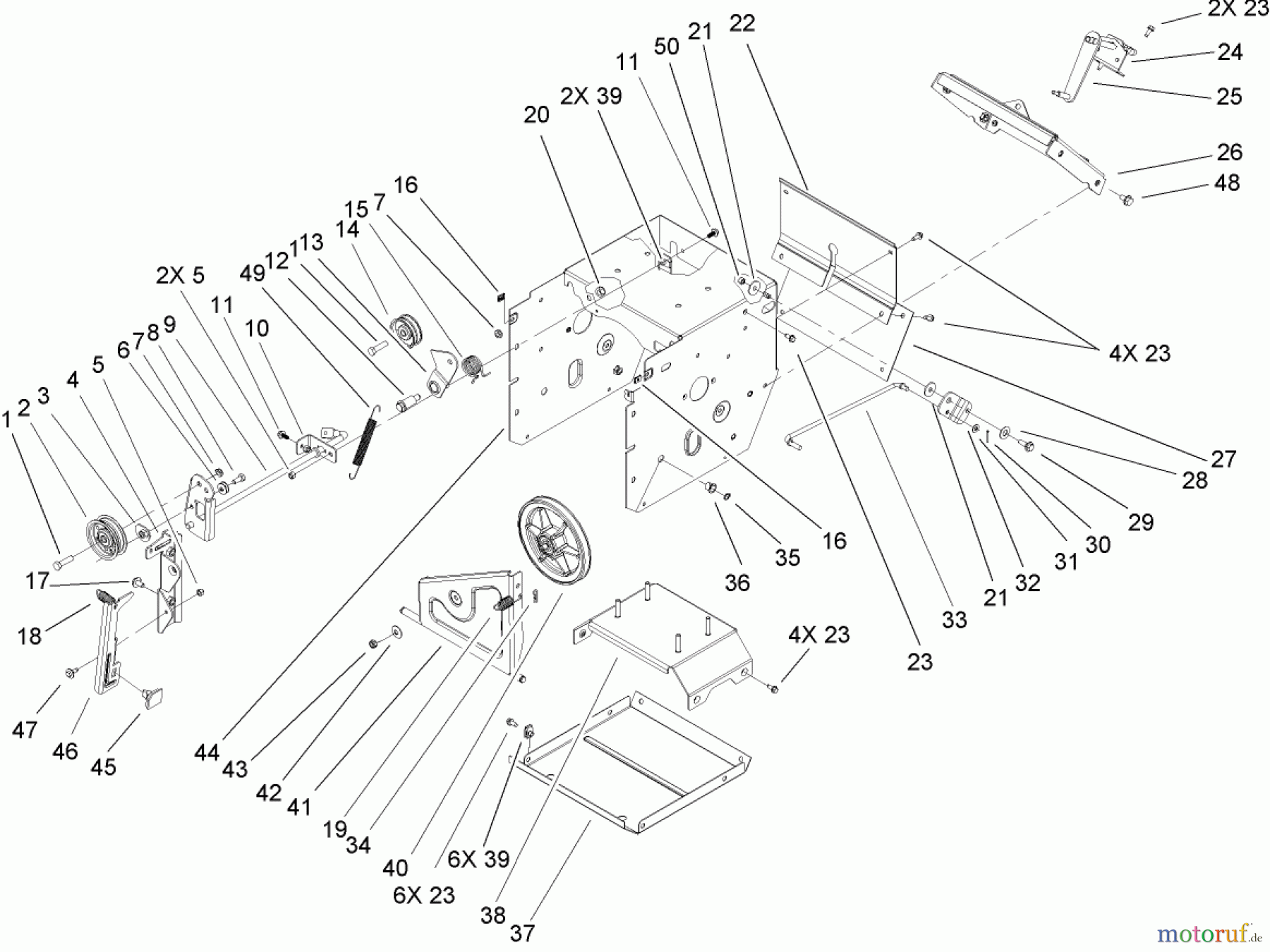  Toro Neu Snow Blowers/Snow Throwers Seite 2 38650 (1128 OXE) - Toro Power Max 1128 OXE Snowthrower, 2005 (250000001-250010000) FRAME ASSEMBLY