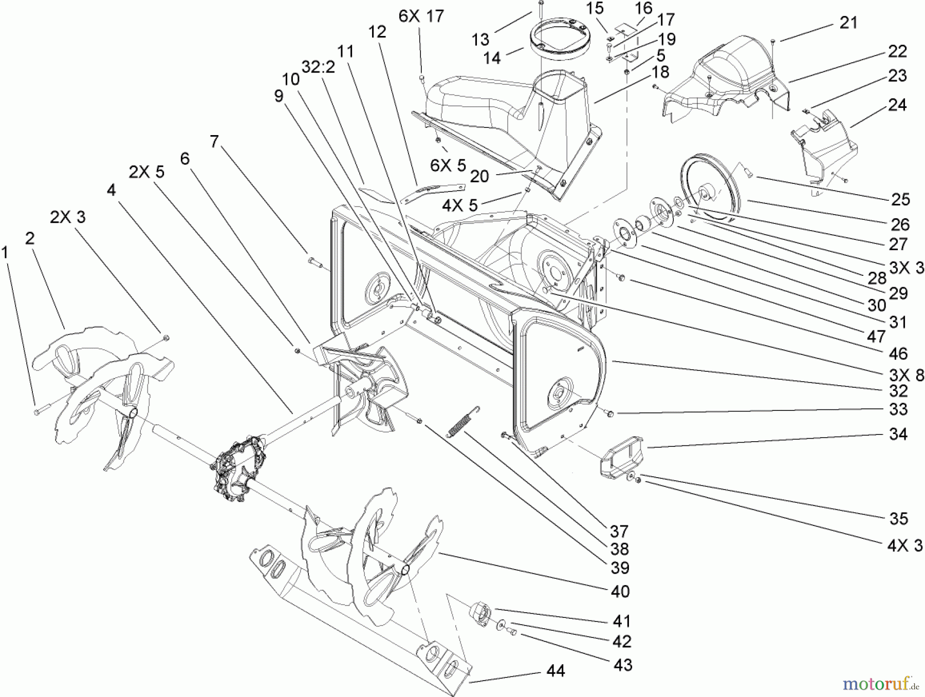  Toro Neu Snow Blowers/Snow Throwers Seite 2 38650 (1128 OXE) - Toro Power Max 1128 OXE Snowthrower, 2006 (260000001-260999999) AUGER AND HOUSING ASSEMBLY