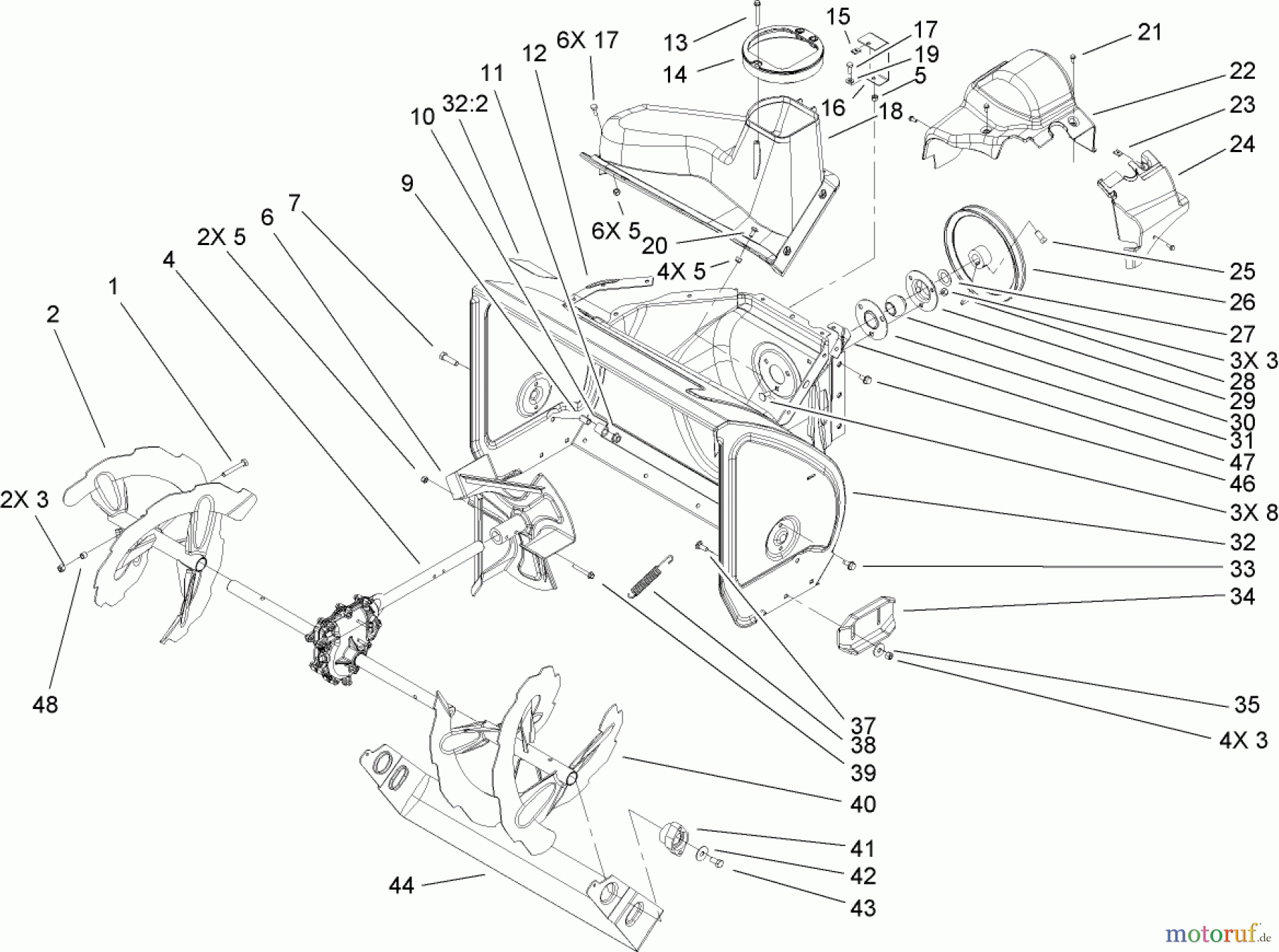 Toro Neu Snow Blowers/Snow Throwers Seite 2 38650 (1128 OXE) - Toro Power Max 1128 OXE Snowthrower, 2007 (270000001-270999999) AUGER AND HOUSING ASSEMBLY