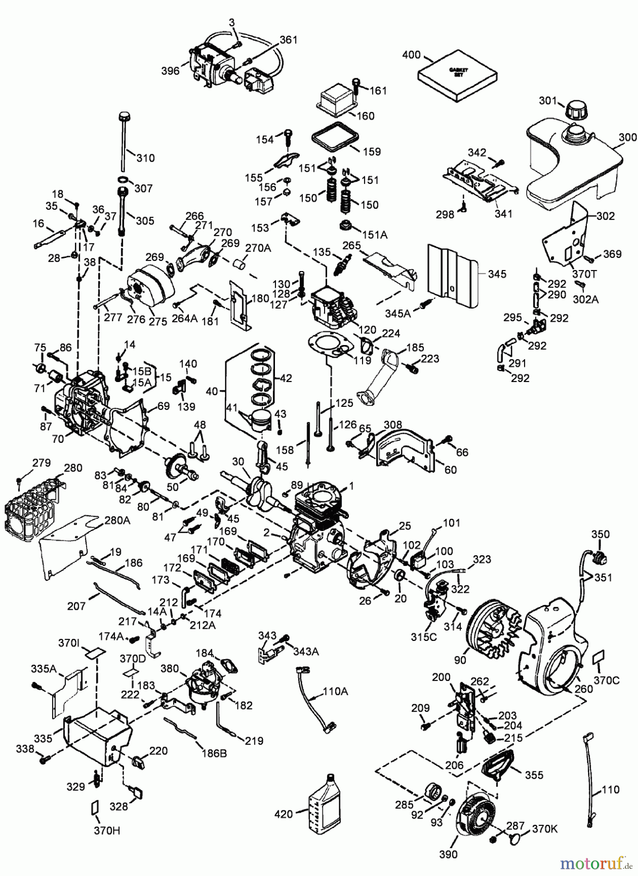 Toro Neu Snow Blowers/Snow Throwers Seite 2 38650 (1128 OXE) - Toro Power Max 1128 OXE Snowthrower, 2007 (270000001-270999999) ENGINE ASSEMBLY NO. 1 TECUMSEH OH318SA-221812B