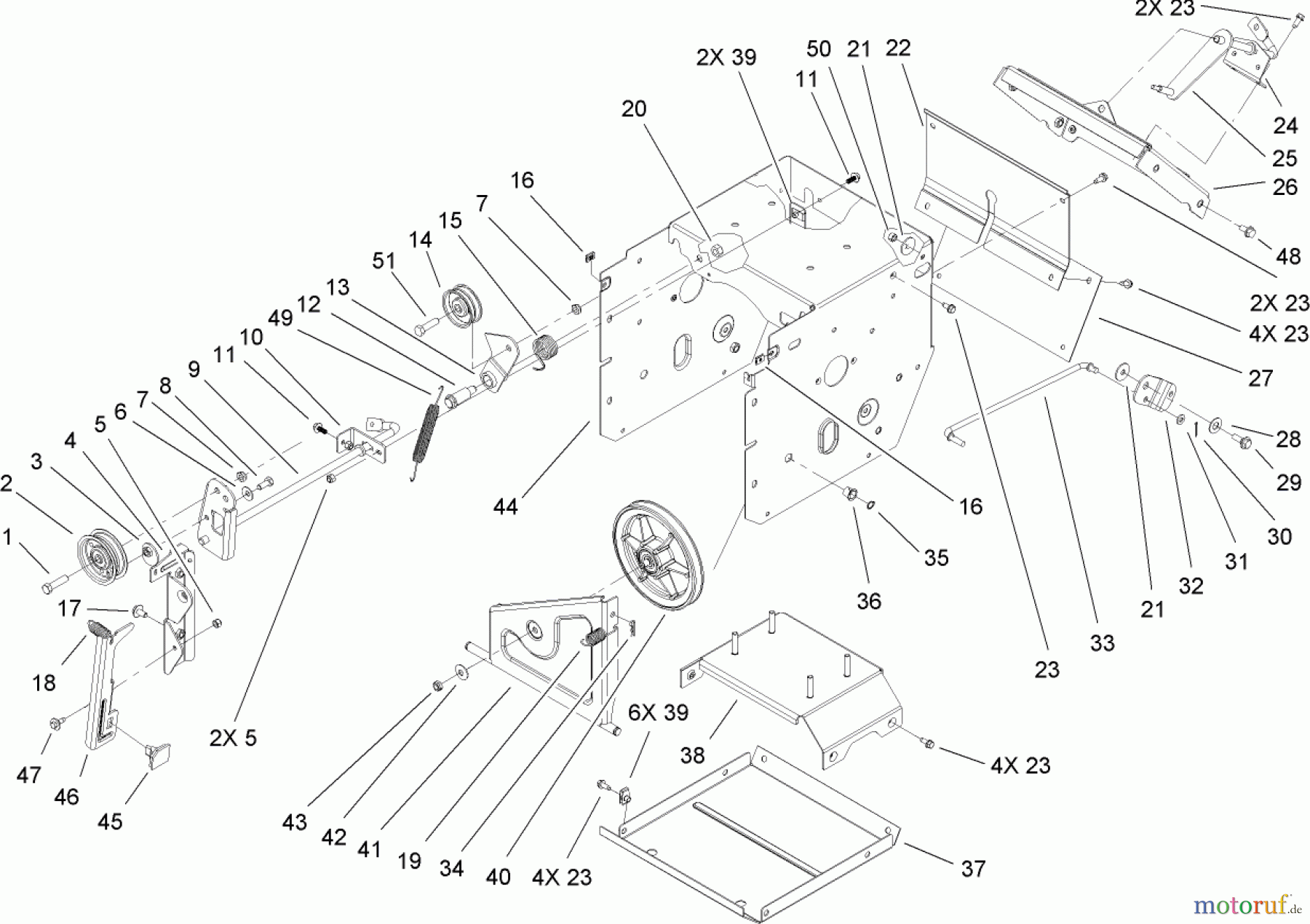 Toro Neu Snow Blowers/Snow Throwers Seite 2 38650 (1128 OXE) - Toro Power Max 1128 OXE Snowthrower, 2007 (270000001-270999999) FRAME ASSEMBLY