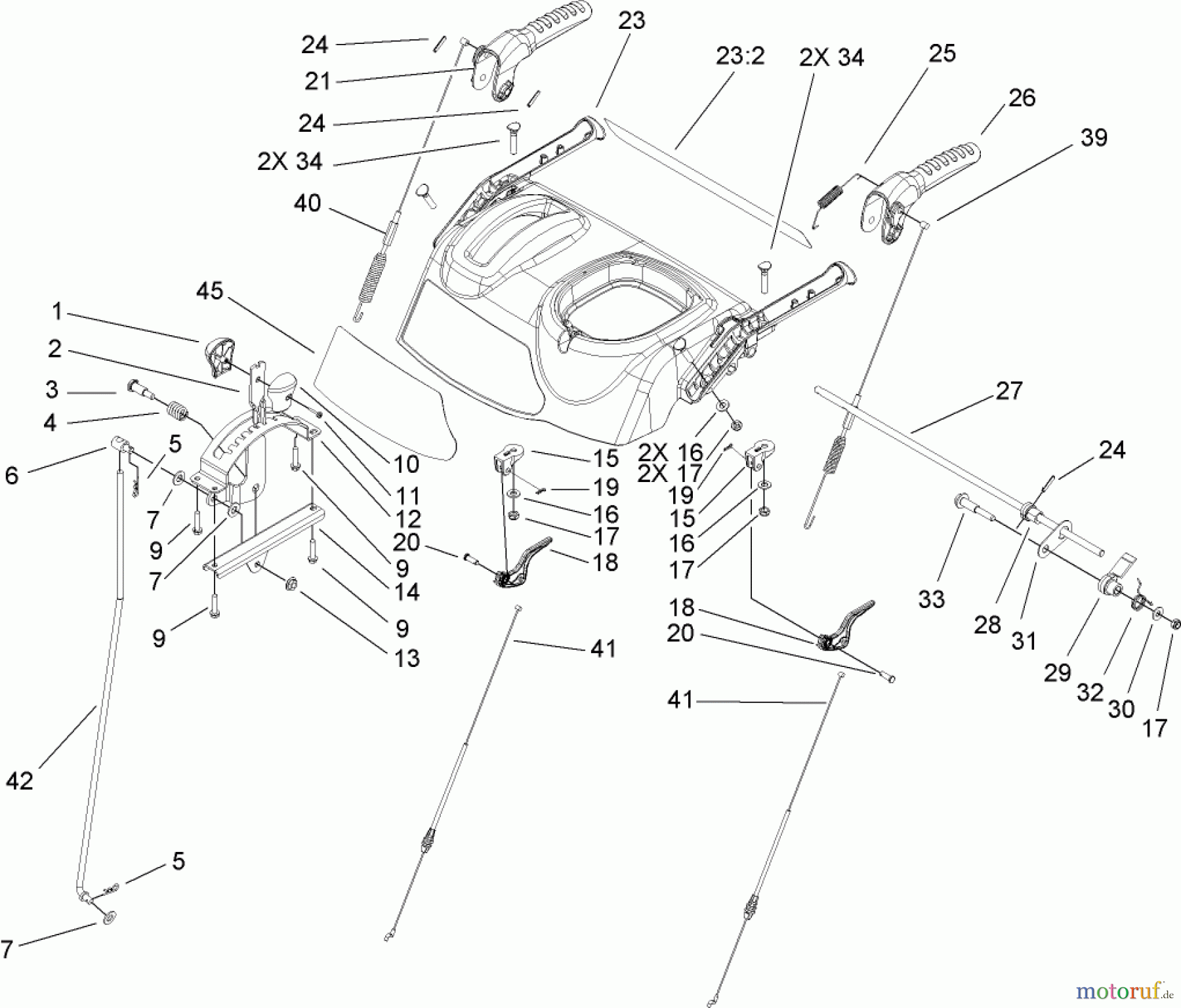 Toro Neu Snow Blowers/Snow Throwers Seite 2 38650 (1128 OXE) - Toro Power Max 1128 OXE Snowthrower, 2007 (270000001-270999999) HANDLE AND CONTROL ASSEMBLY #2