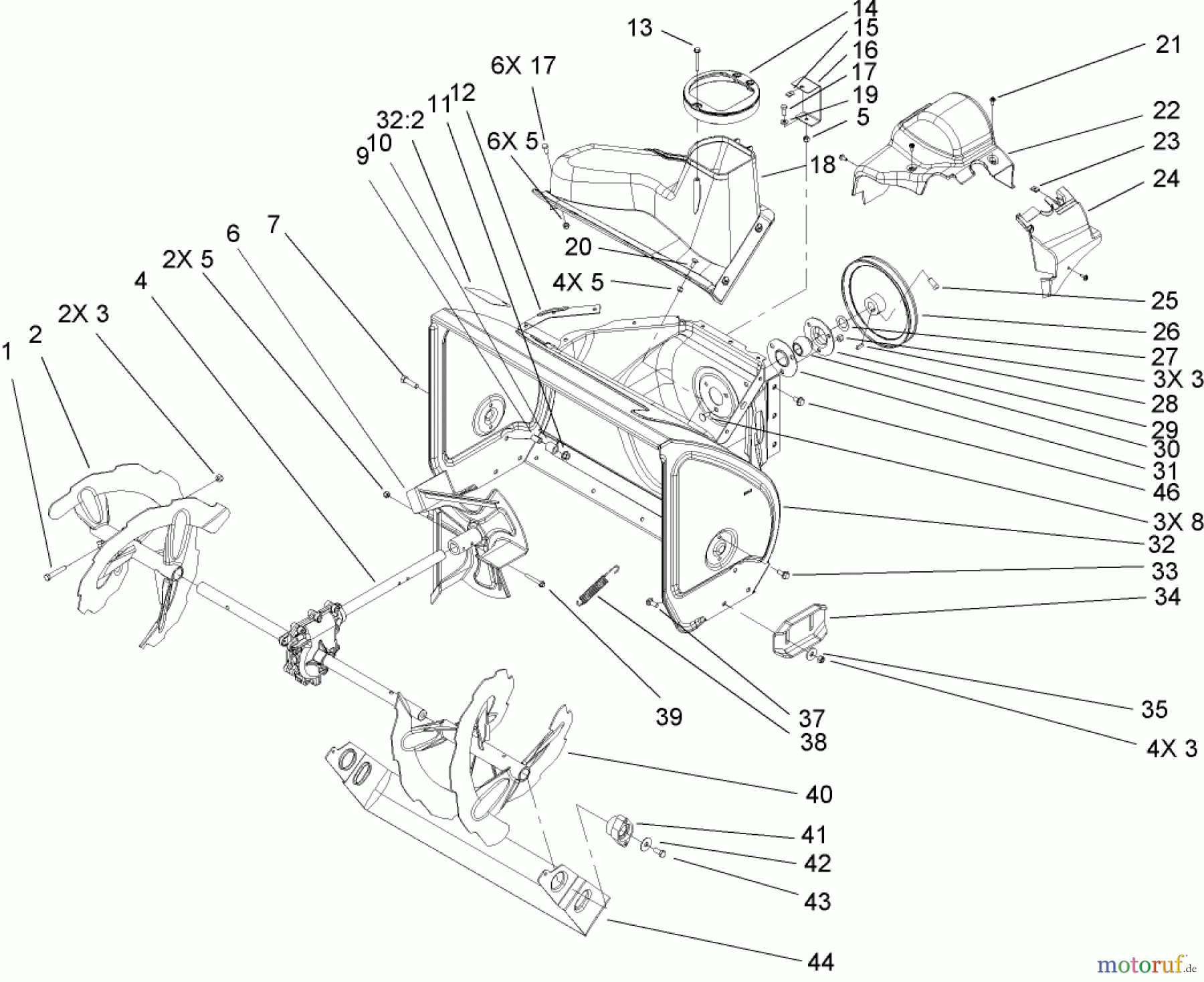 Toro Neu Snow Blowers/Snow Throwers Seite 2 38652 (1128 OXE) - Toro Power Max 1128 OXE Snowthrower, 2004 (240000001-240999999) AUGER AND HOUSING ASSEMBLY