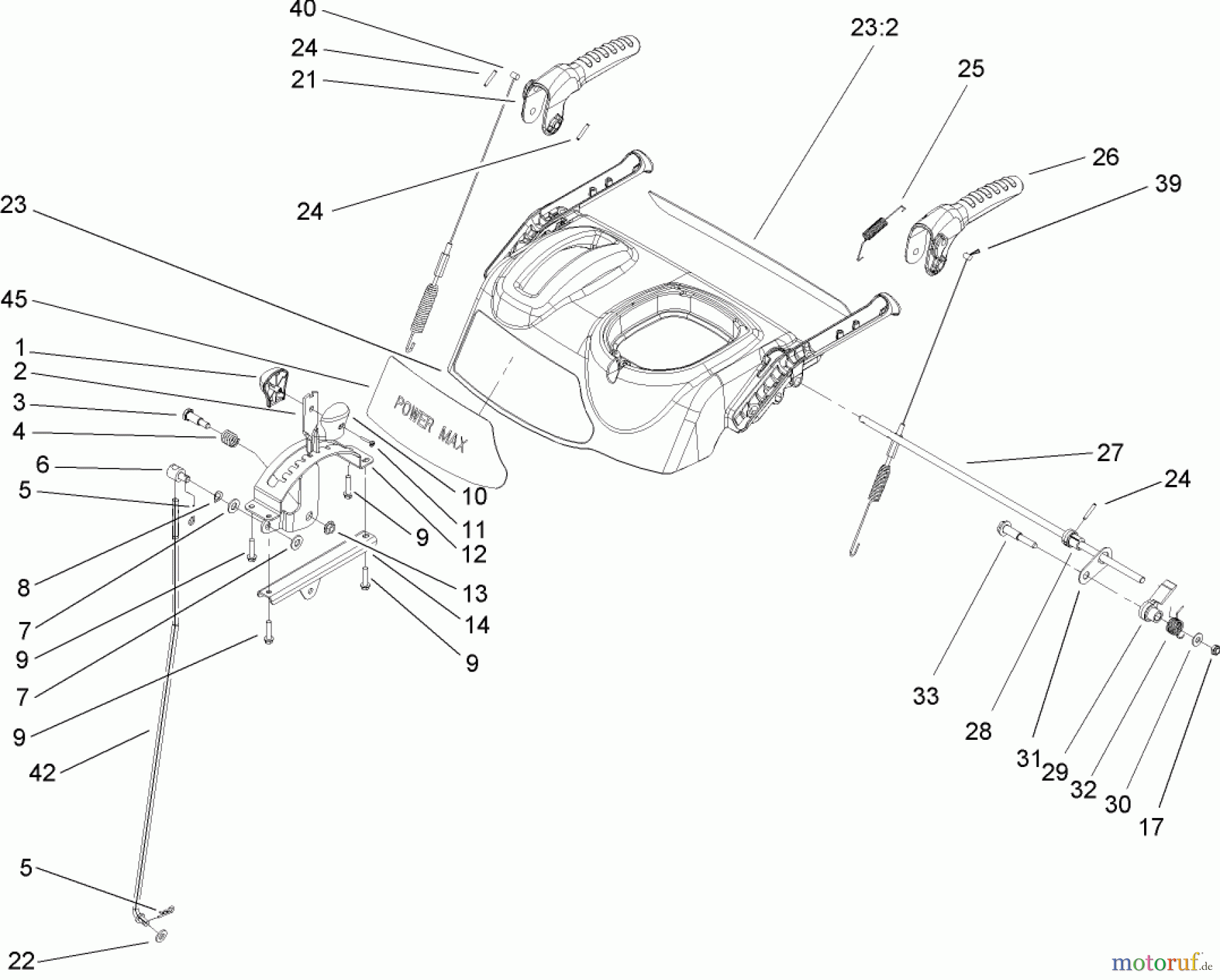  Toro Neu Snow Blowers/Snow Throwers Seite 2 38652 (1128 OXE) - Toro Power Max 1128 OXE Snowthrower, 2004 (240000001-240999999) HANDLE AND CONTROL ASSEMBLY