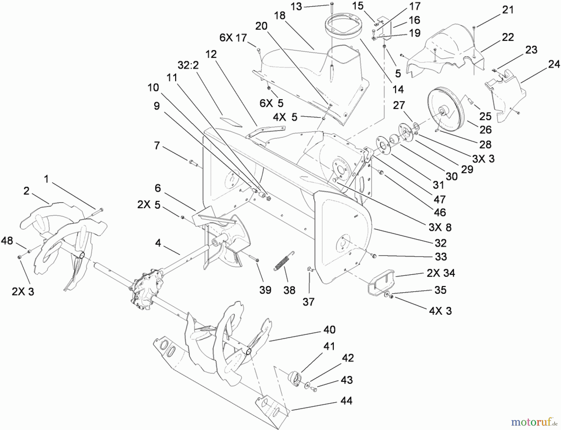 Toro Neu Snow Blowers/Snow Throwers Seite 2 38654 (1128 OXE) - Toro Power Max 1128 OXE Snowthrower, 2010 (310000001-310999999) AUGER AND HOUSING ASSEMBLY