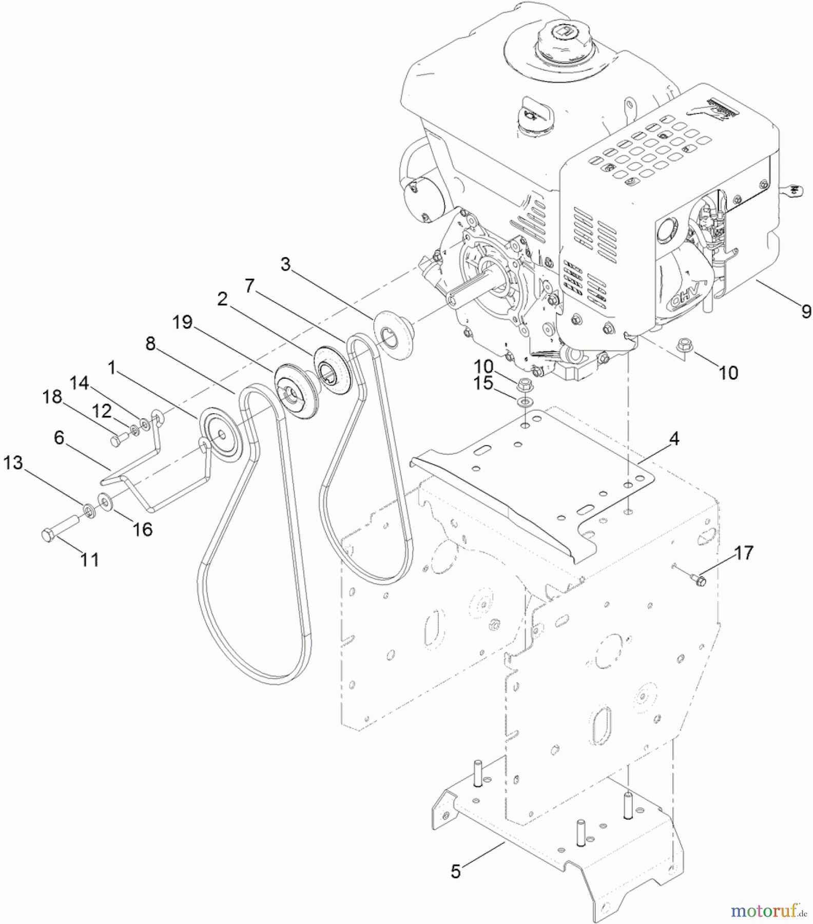 Toro Neu Snow Blowers/Snow Throwers Seite 2 38660 (928 OE) - Toro Power Max Heavy Duty 928 OE Snowthrower, 2013 (SN 313000001-313999999) ENGINE AND PULLEY ASSEMBLY