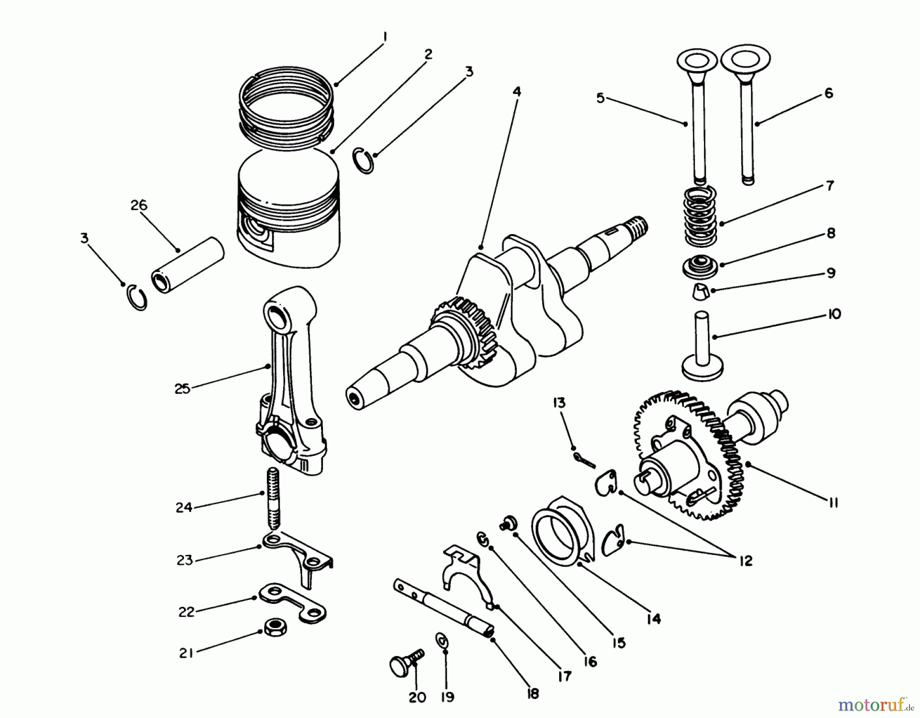  Toro Neu Generators 62025 (T2500) - Toro Generator, T2500, 1986 (6000001-6999999) CRANKSHAFT & CAMSHAFT