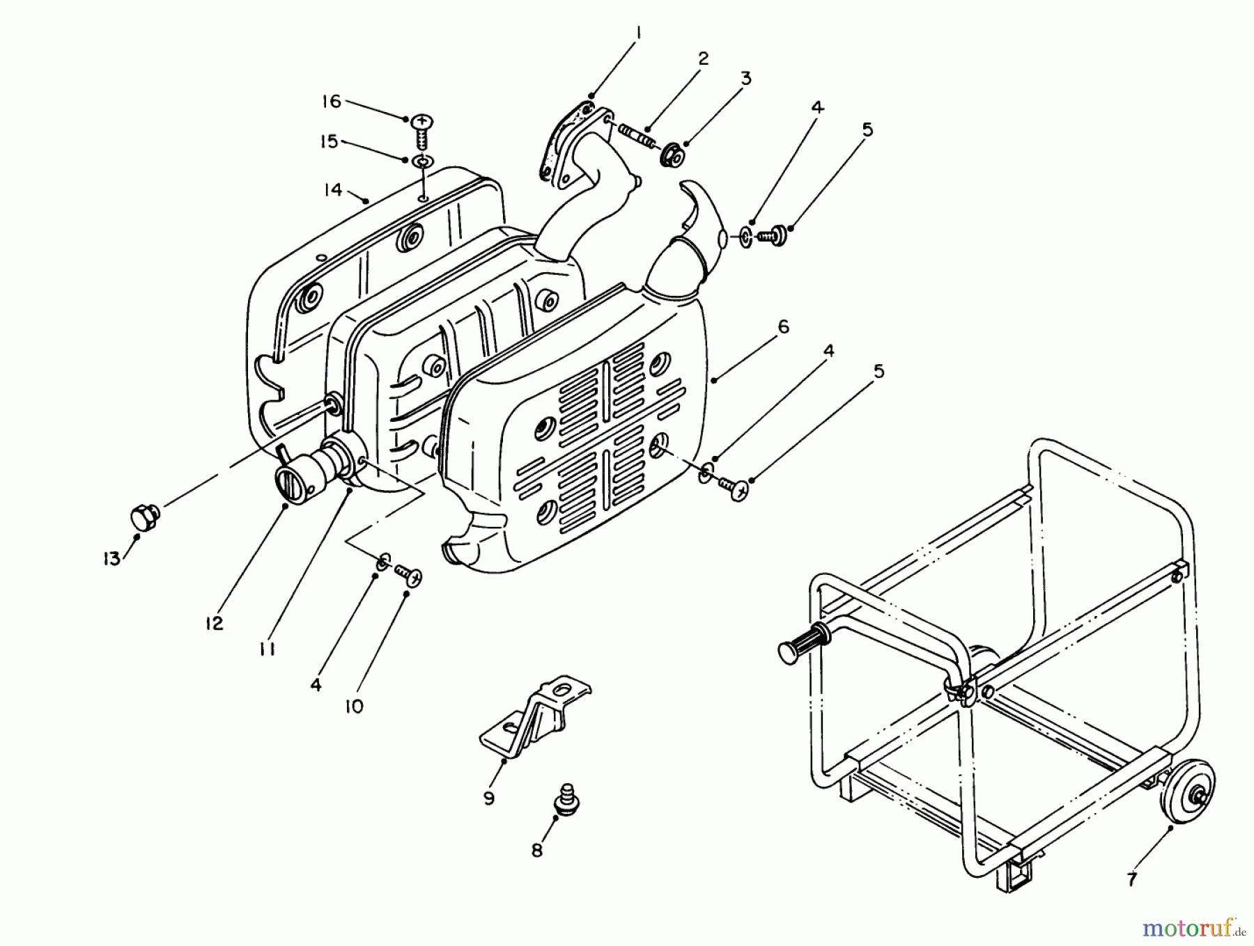  Toro Neu Generators 62025 (T2500) - Toro Generator, T2500, 1987 (7000001-7999999) MUFFLER ASSEMBLY
