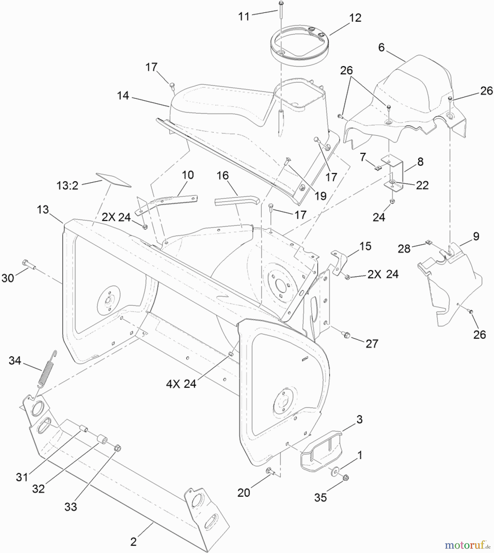 Toro Neu Snow Blowers/Snow Throwers Seite 2 38680 (1128 OXE) - Toro Power Max Heavy Duty 1128 OXE Snowthrower, 2013 (SN 313000001-313999999) HOUSING AND BYPASS ASSEMBLY