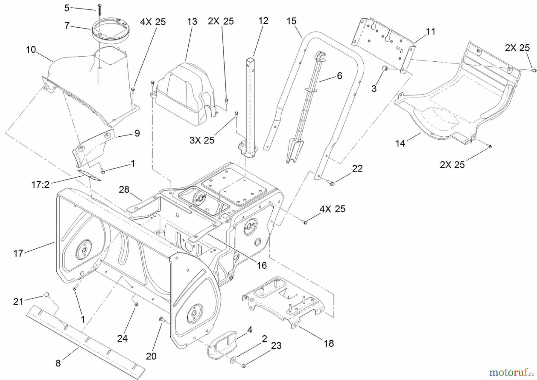 Toro Neu Snow Blowers/Snow Throwers Seite 2 38810 (724 OE) - Toro Power Max 724 OE Snowthrower, 2013 (SN 313000001-313999999) FRAME, HOUSING AND BYPASS ASSEMBLY