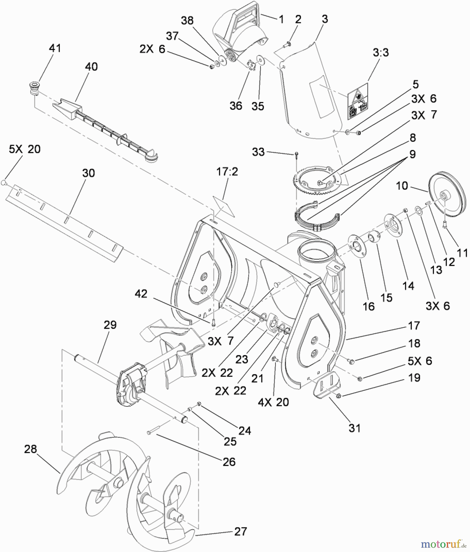  Toro Neu Snow Blowers/Snow Throwers Seite 2 38818 (722 E) - Toro 722 E Power Throw Snowthrower, 2012 (SN 312000001-312999999) AUGER HOUSING ASSEMBLY