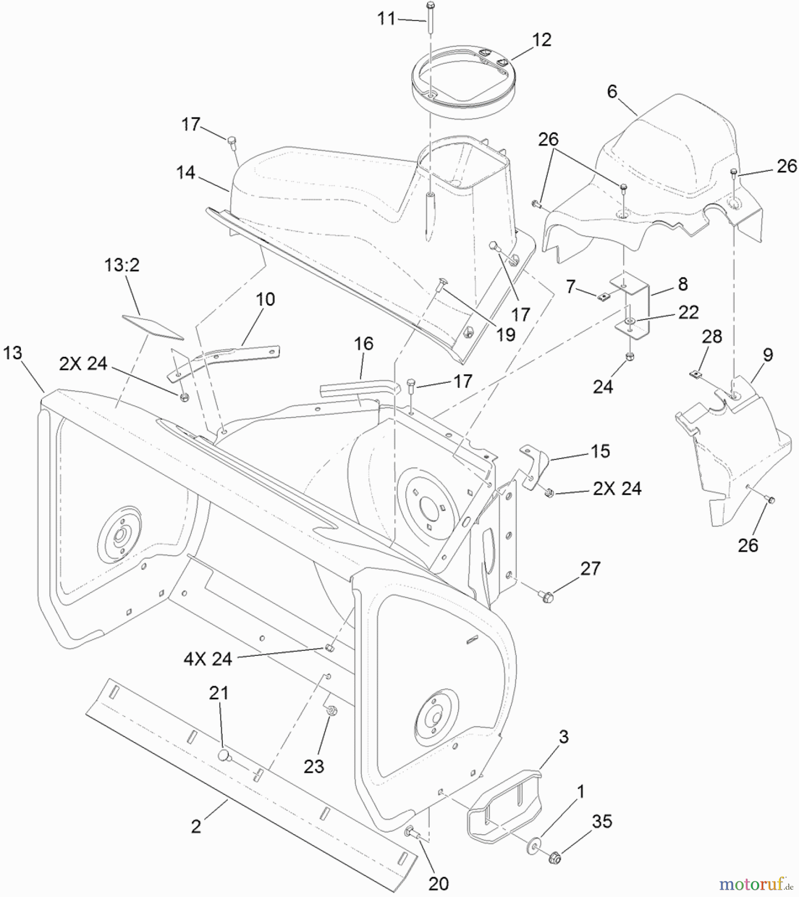 Toro Neu Snow Blowers/Snow Throwers Seite 2 38822 (928 OXE) - Toro Power Max Heavy Duty 928 OXE Snowthrower, 2013 (SN 313000001-313999999) HOUSING ASSEMBLY