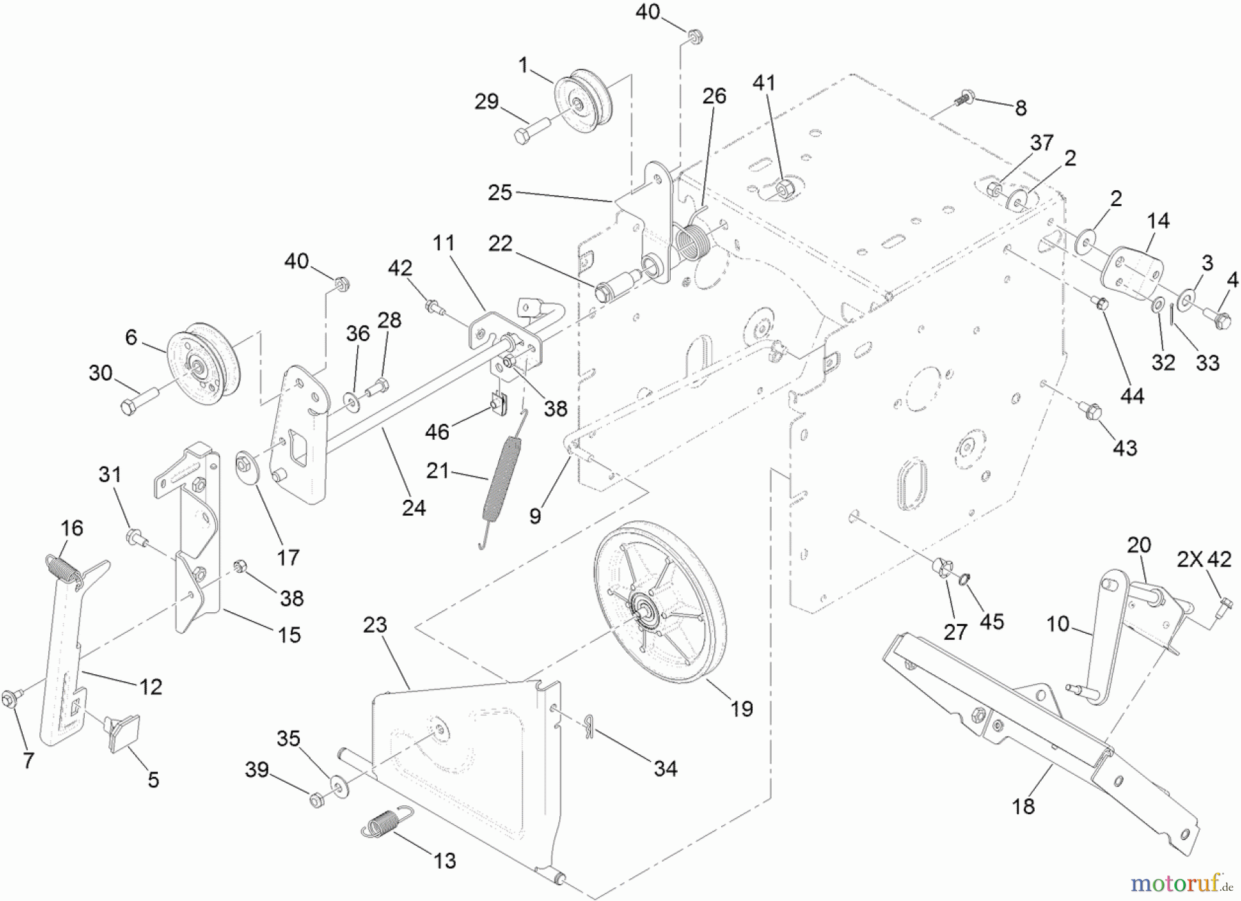 Toro Neu Snow Blowers/Snow Throwers Seite 2 38824 (1028 OXE) - Toro Power Max Heavy Duty 1028 OXE Snowthrower, 2013 (SN 313000001-313999999) IDLER AND LINKAGE ASSEMBLY
