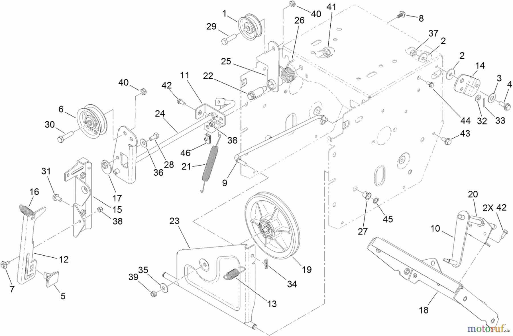  Toro Neu Snow Blowers/Snow Throwers Seite 2 38828 (1128 OXE) - Toro Power Max Heavy Duty 1128 OXE Snowthrower, 2013 (SN 313000001-313999999) IDLER AND LINKAGE ASSEMBLY