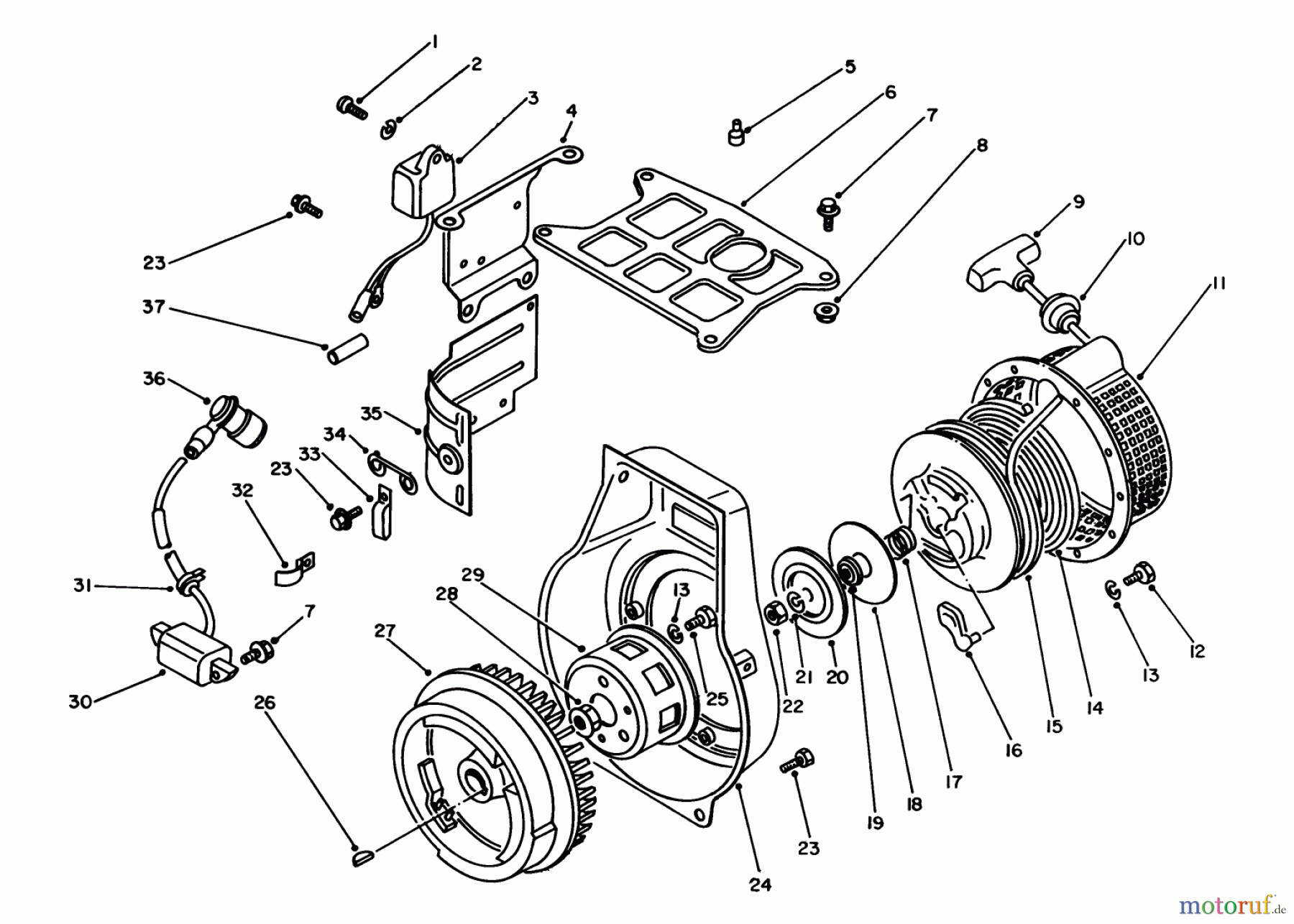  Toro Neu Generators 62030 (T3000) - Toro Generator, T3000, 1983 (3000001-3999999) RECOIL STARTER ASSEMBLY