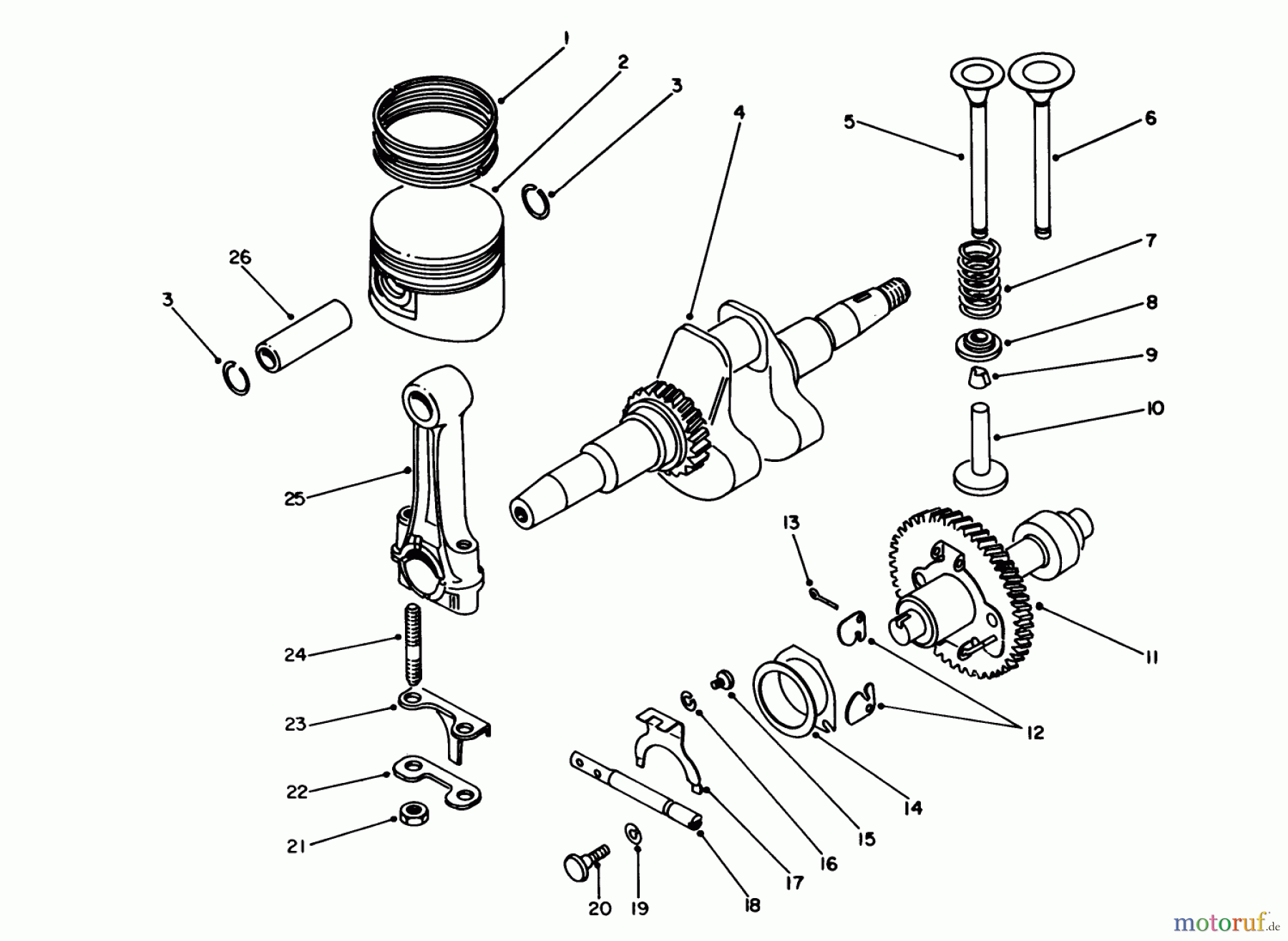  Toro Neu Generators 62032 (T3000D) - Toro Generator, T3000D, 1984 (4000001-4999999) CRANKSHAFT & CAMSHAFT ASSEMBLY