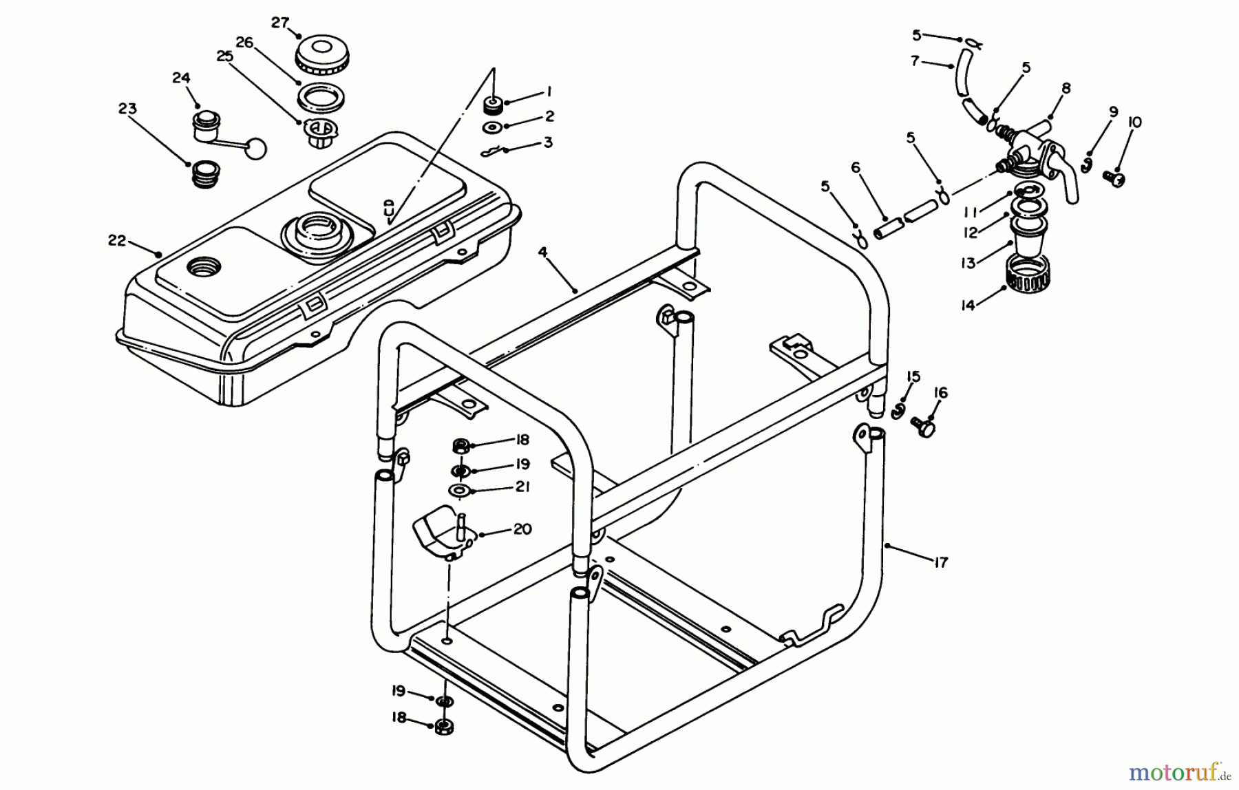  Toro Neu Generators 62032 (T3000D) - Toro Generator, T3000D, 1984 (4000001-4999999) FUEL TANK & FRAME ASSEMBLY
