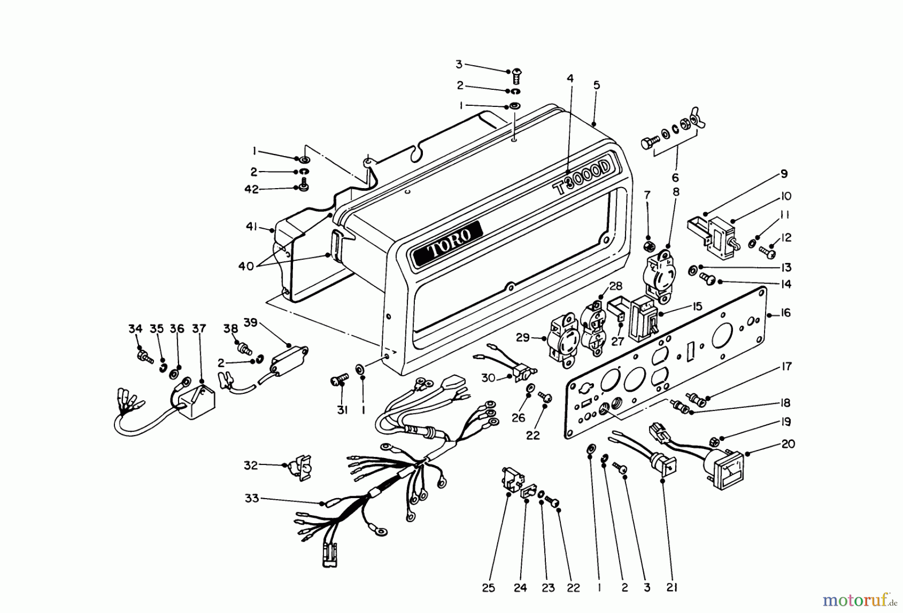 Toro Neu Generators 62032 (T3000D) - Toro Generator, T3000D, 1986 (6000001-6999999) CONTROL PANEL ASSEMBLY