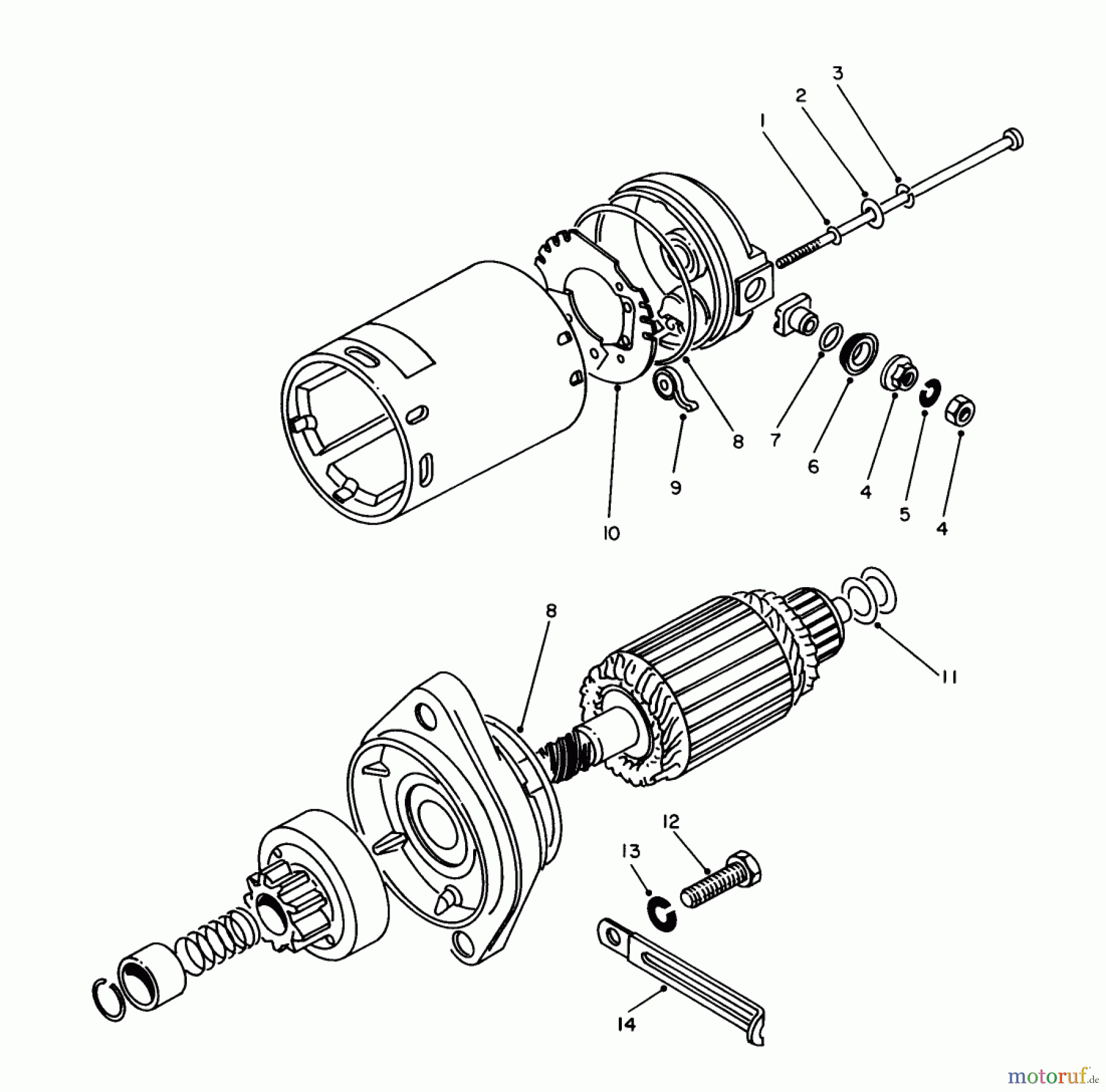Toro Neu Generators 62040 (T4000D) - Toro Generator, T4000D, 1985 (5000001-5999999) STARTER MOTOR ASSEMBLY