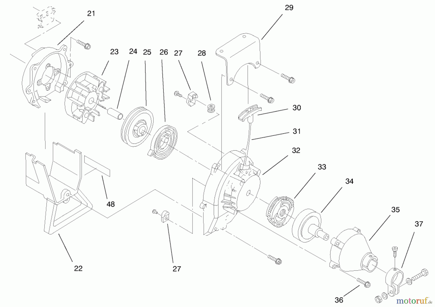 Toro Neu Tillers/Cultivators 58356 - Toro Garden Cultivator, 1997 (79000001-79999999) FLYWHEEL, STARTER & CLUTCH ASSEMBLIES