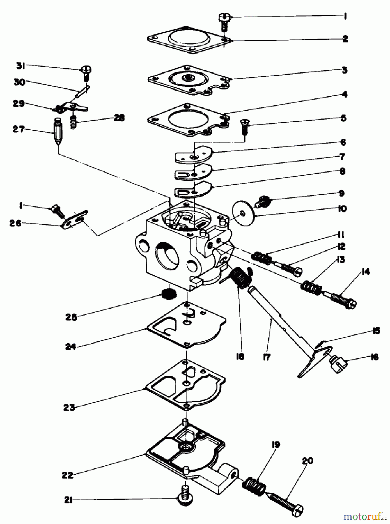  Toro Neu Trimmers, String/Brush 30910 - Toro 21cc Gas Trimmer, Deluxe, 1981 (1000001-1999999) CARBURETOR ASSEMBLY