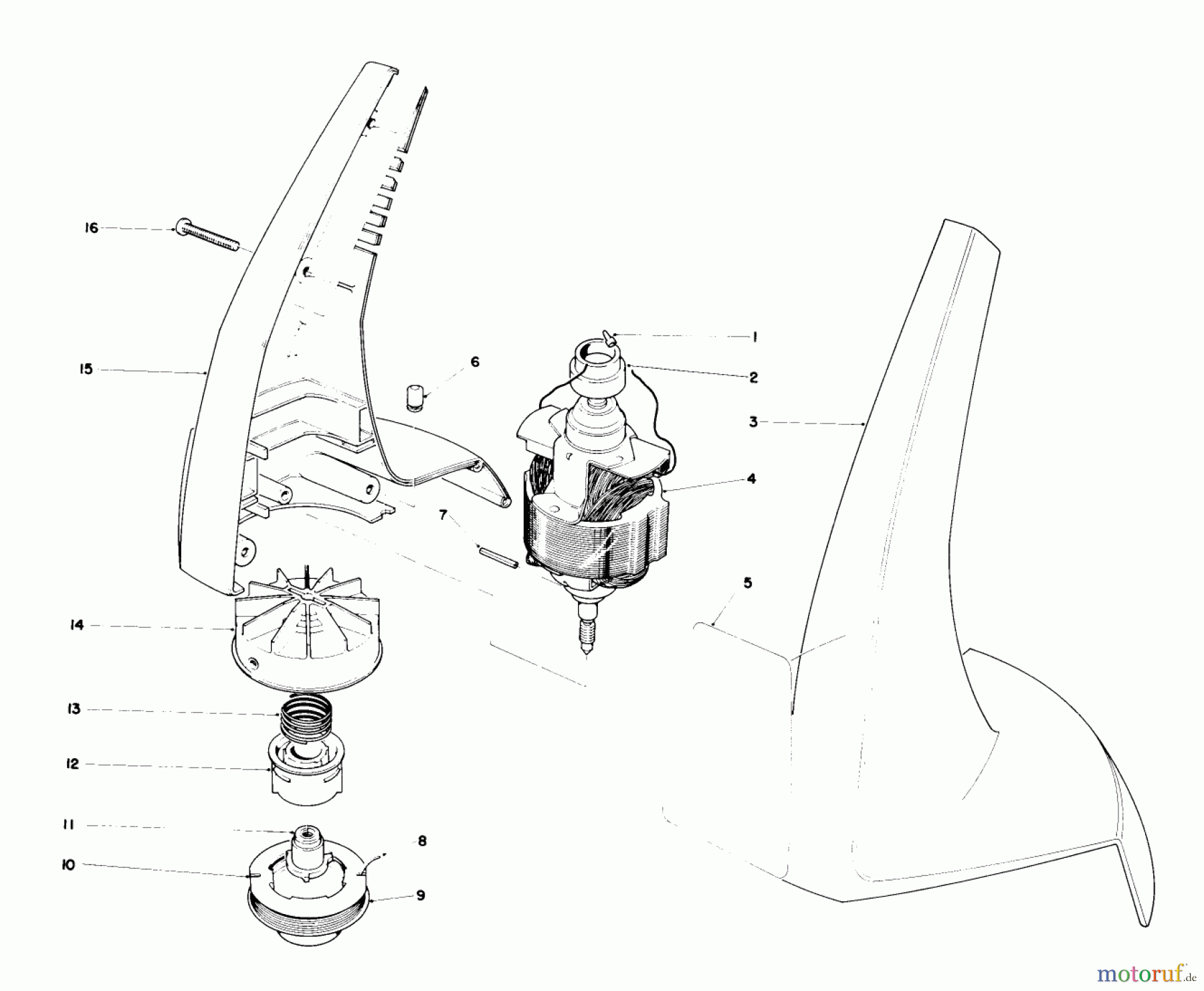  Toro Neu Trimmers, String/Brush 51218 (900) - Toro 900 Electric Trimmer, 1981 (1000001-1999999) MOTOR AND HOUSING ASSEMBLY
