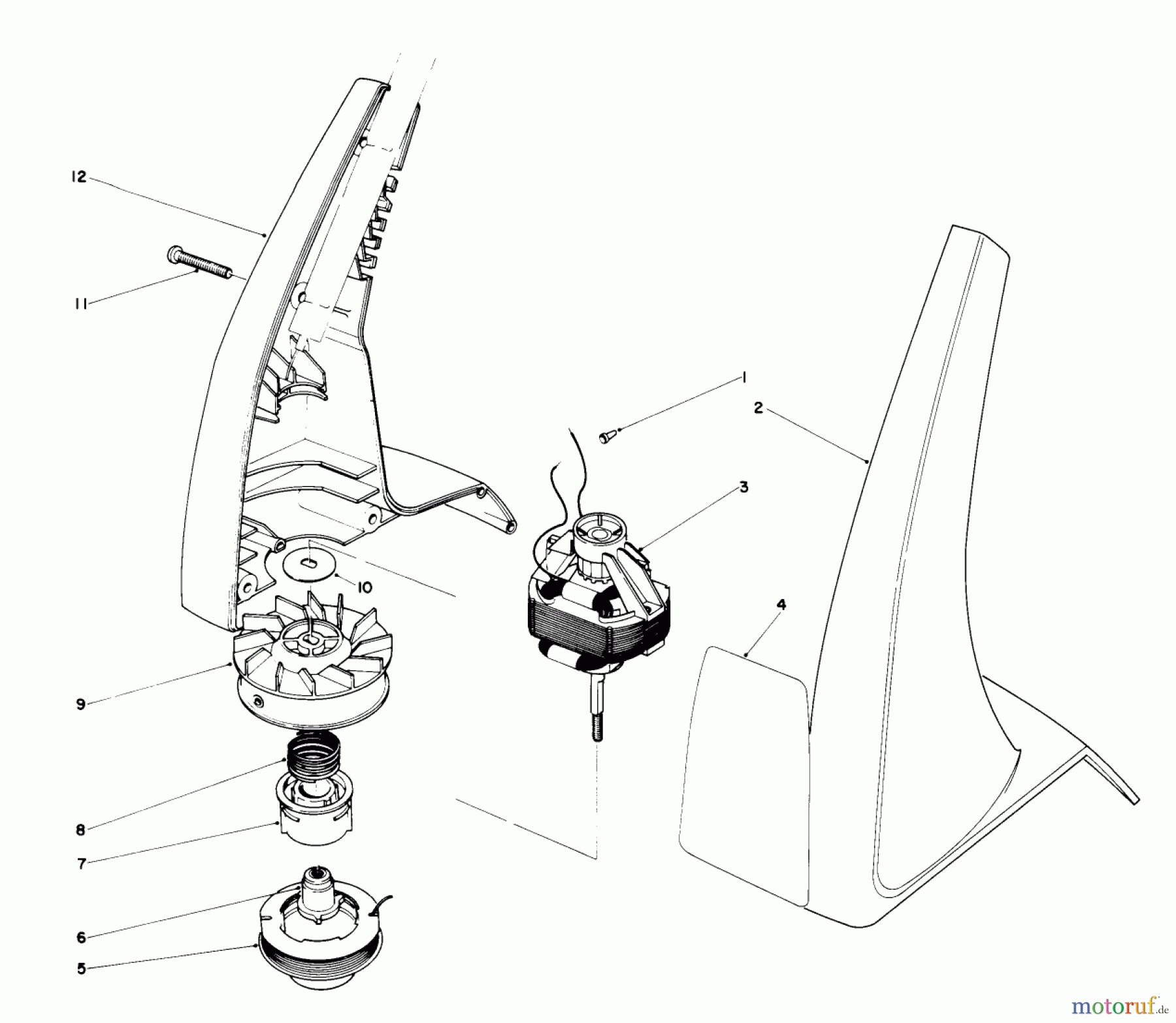  Toro Neu Trimmers, String/Brush 51230 (910) - Toro 910 Electric Trimmer, 1988 (8000001-8999999) MOTOR AND HOUSING ASSEMBLY