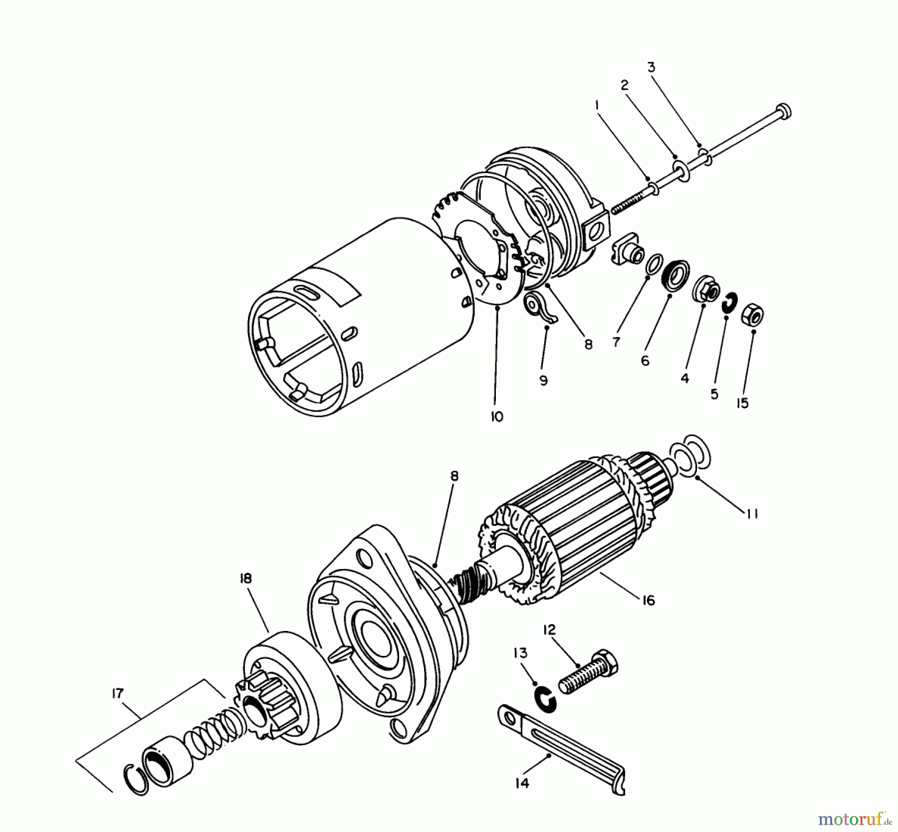 Toro Neu Generators 62040 (T4000D) - Toro Generator, T4000D, 1988 (8000001-8999999) STARTER MOTOR ASSEMBLY