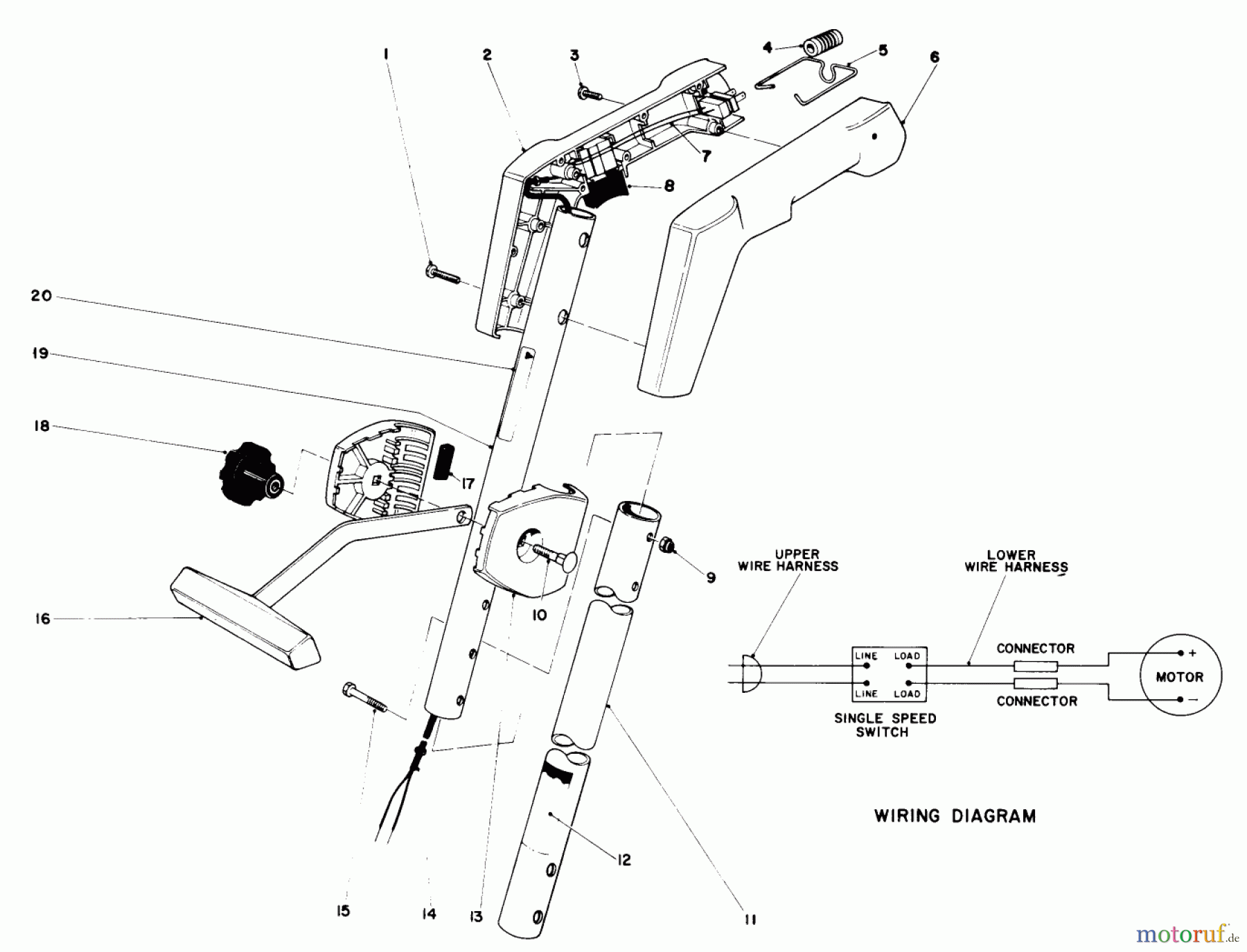  Toro Neu Trimmers, String/Brush 51300 (1100) - Toro 1100 Electric Trimmer, 1981 (1000001-1999999) HANDLE ASSEMBLY
