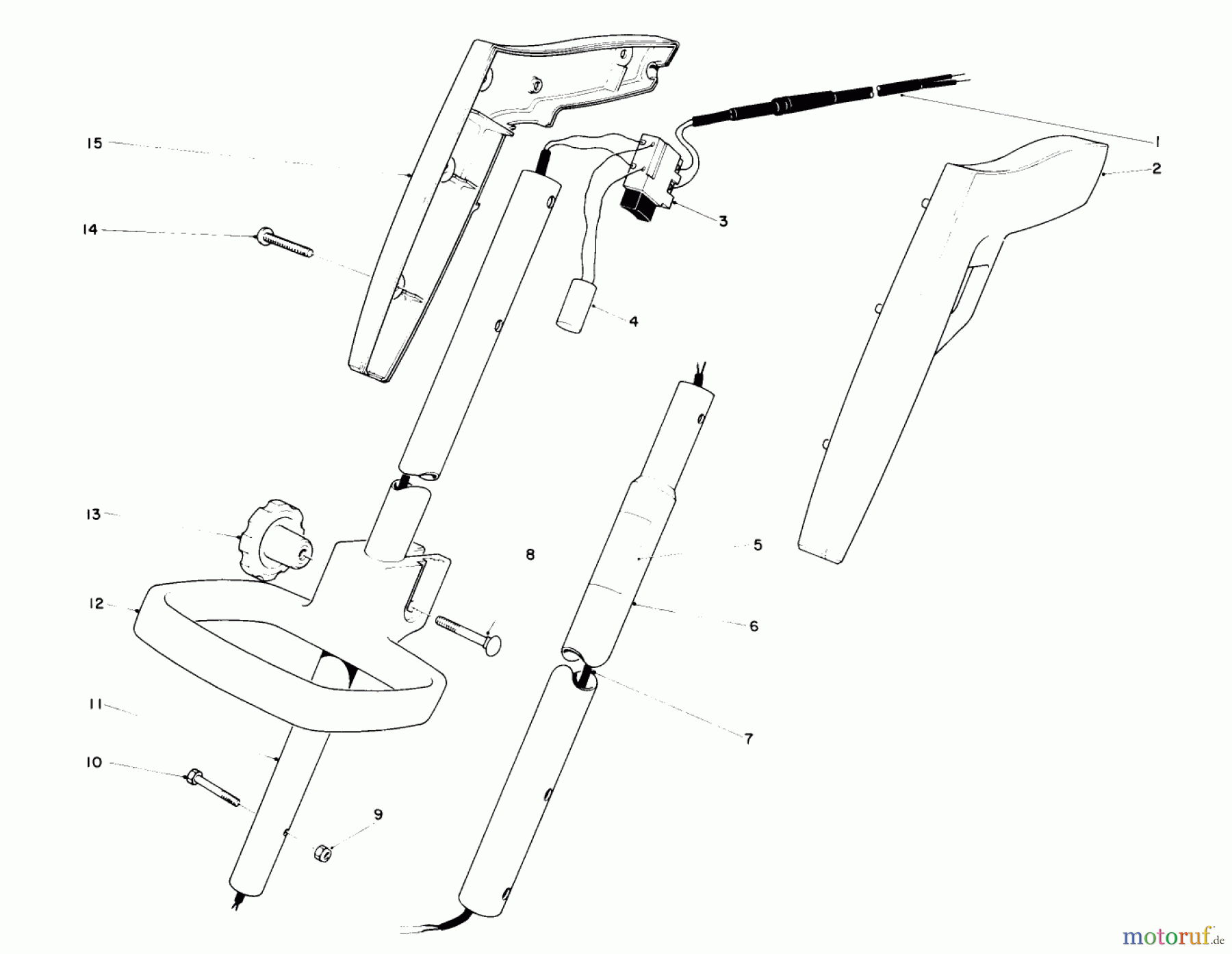 Toro Neu Trimmers, String/Brush 51319 (1100) - Toro 1100 Electric Trimmer, 1982 (2000001-2999999) HANDLE ASSEMBLY