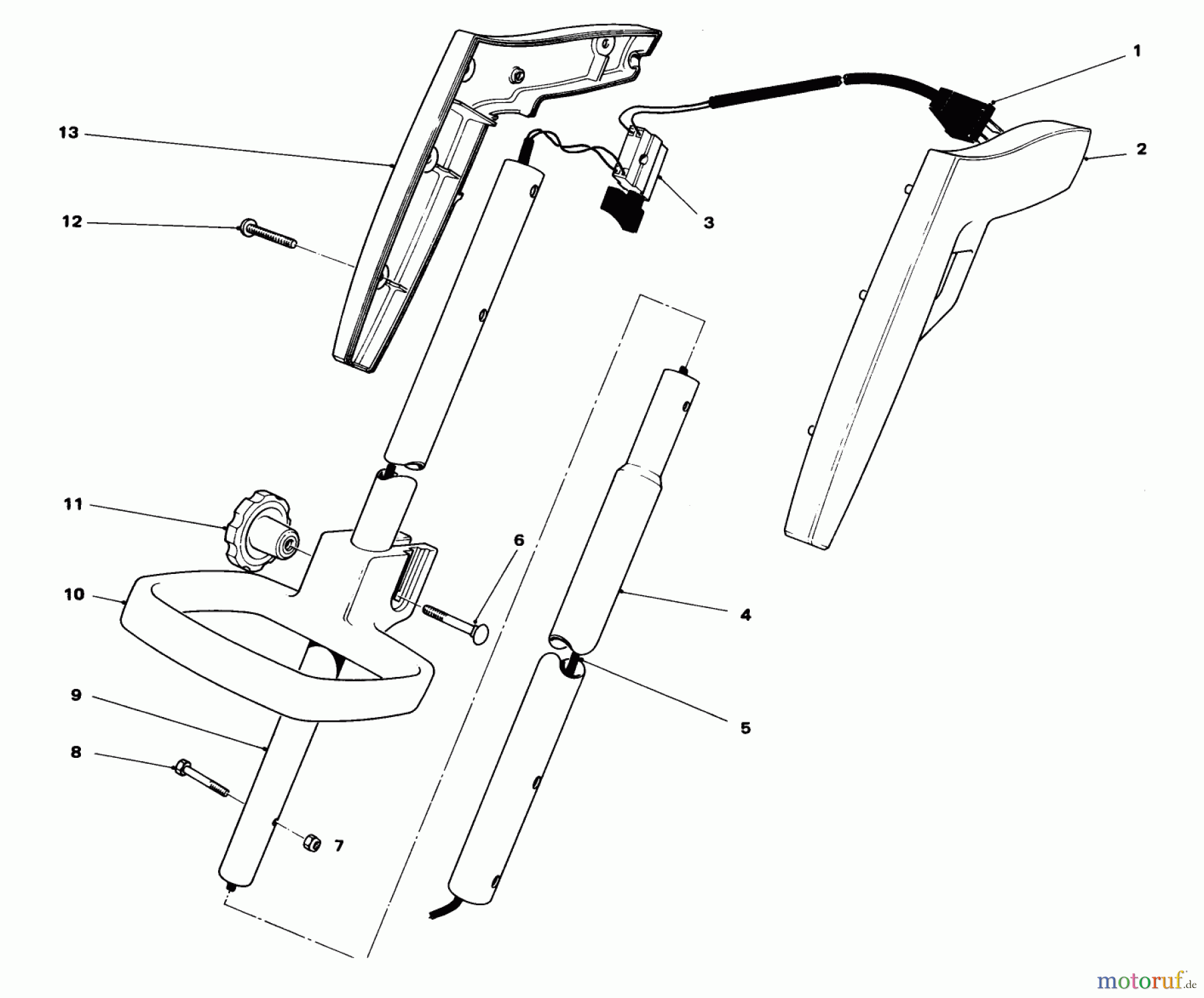 Toro Neu Trimmers, String/Brush 51325 (1100) - Toro 1100 Electric Trimmer, 1979 (9000001-9999999) HANDLE ASSEMBLY