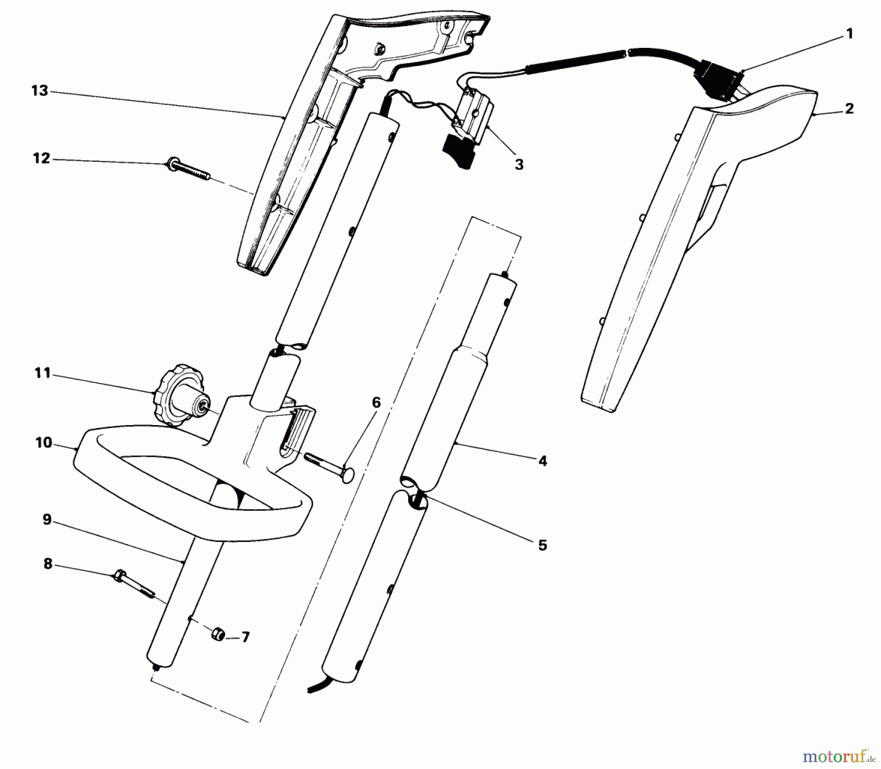 Toro Neu Trimmers, String/Brush 51325 (1100) - Toro 1100 Electric Trimmer, 1982 (2000001-2999999) HANDLE ASSEMBLY
